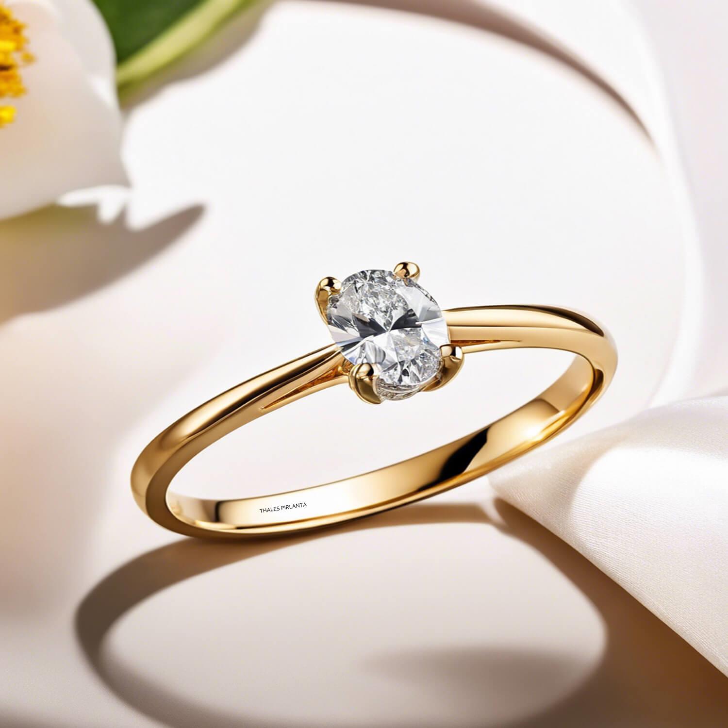 0.50 Karat Evlilik Teklifi D Renk Oval Kesim Tektaş