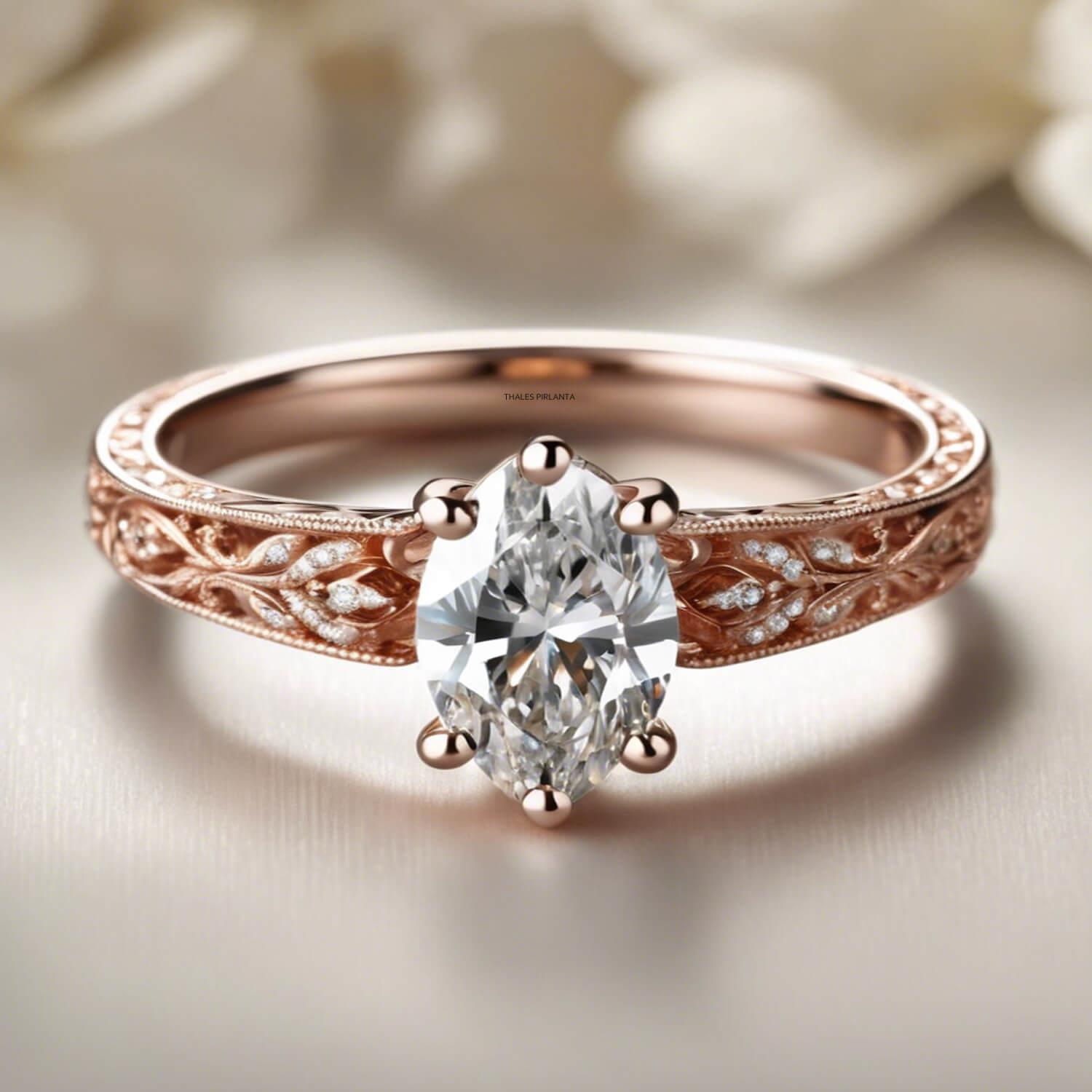 0.41 Karat D Renk Markiz Evlilik Teklifi Yüzükleri