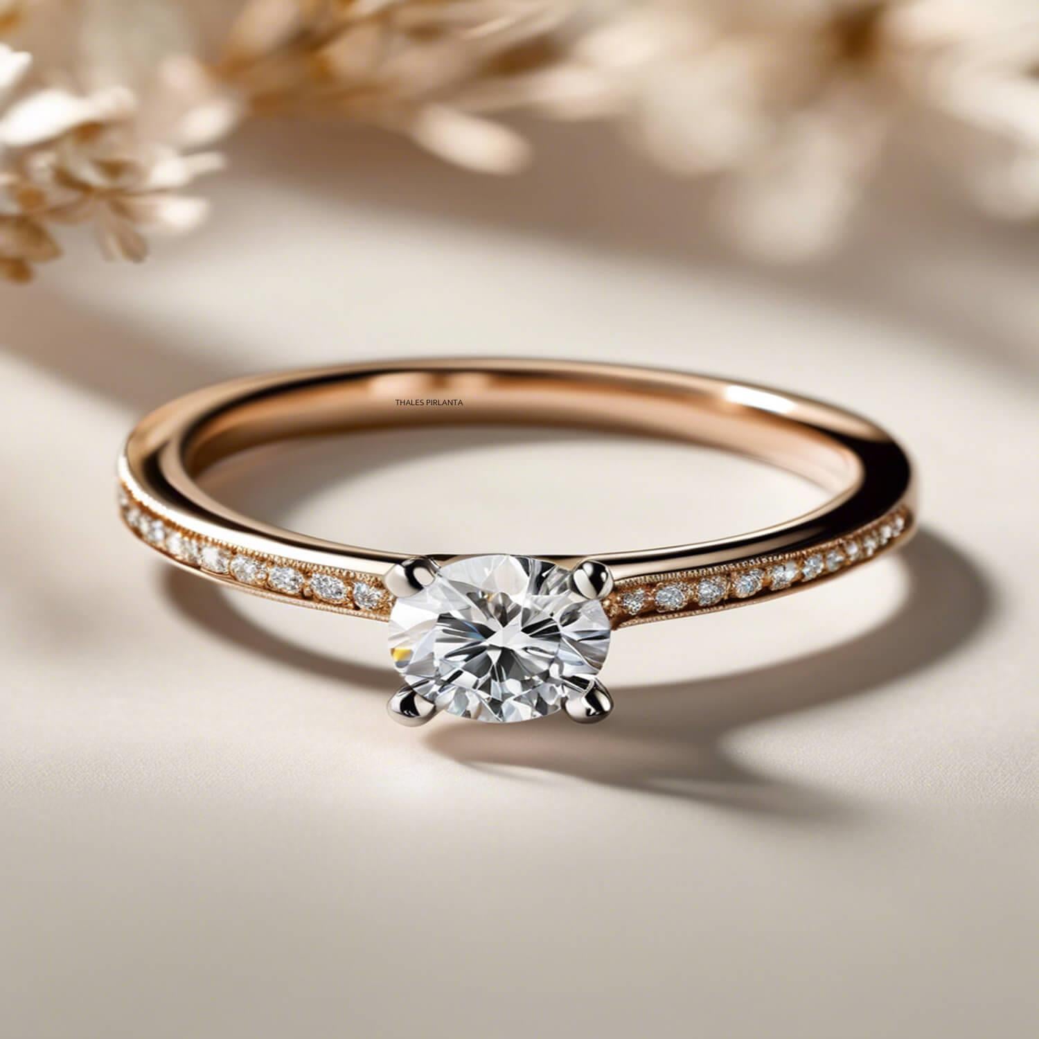 0.60 Karat D Renk GIA Kenar Taşlı Tektaş Pırlanta Yüzük