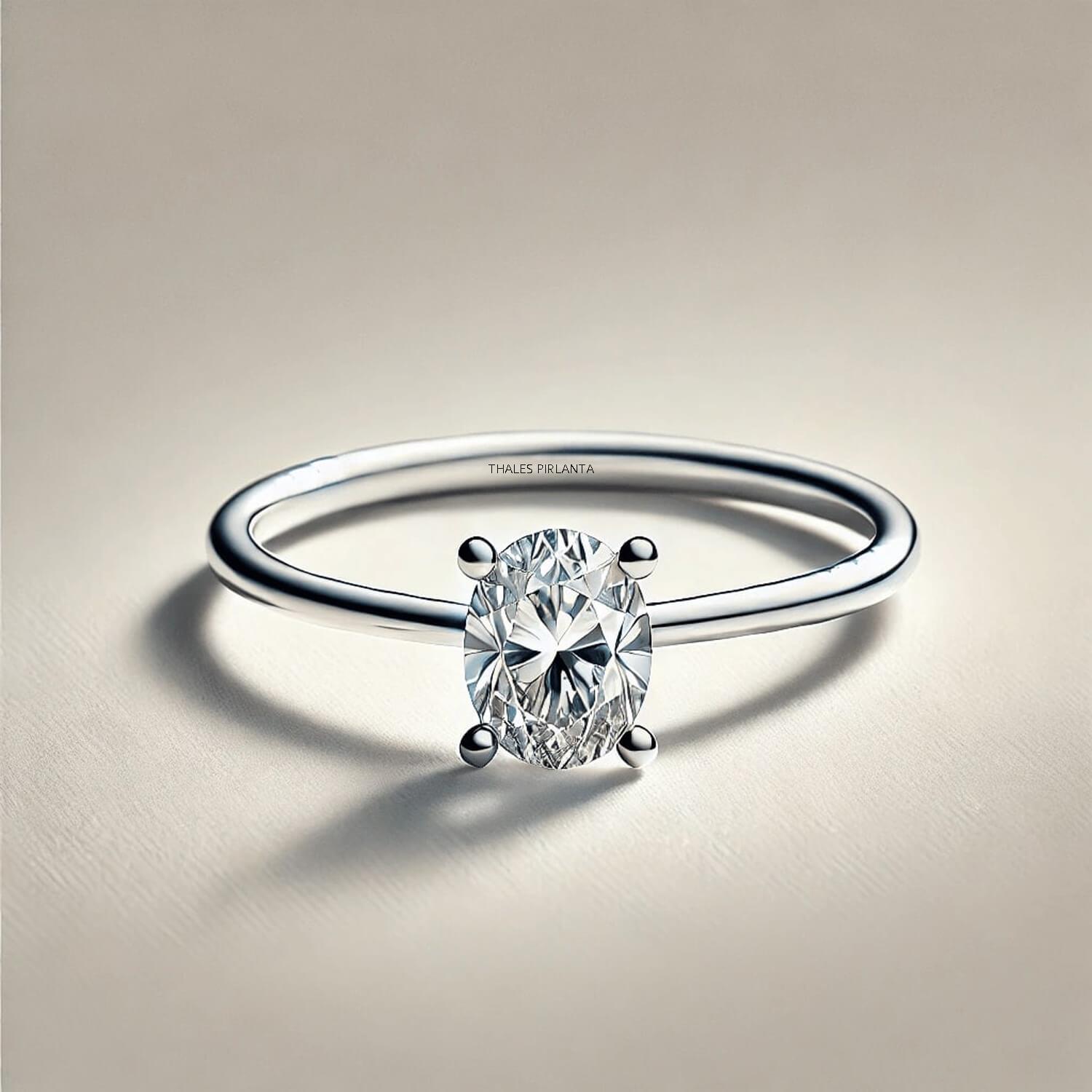 0.40 Karat D VS2 GIA Oval Evlilik Yüzüğü