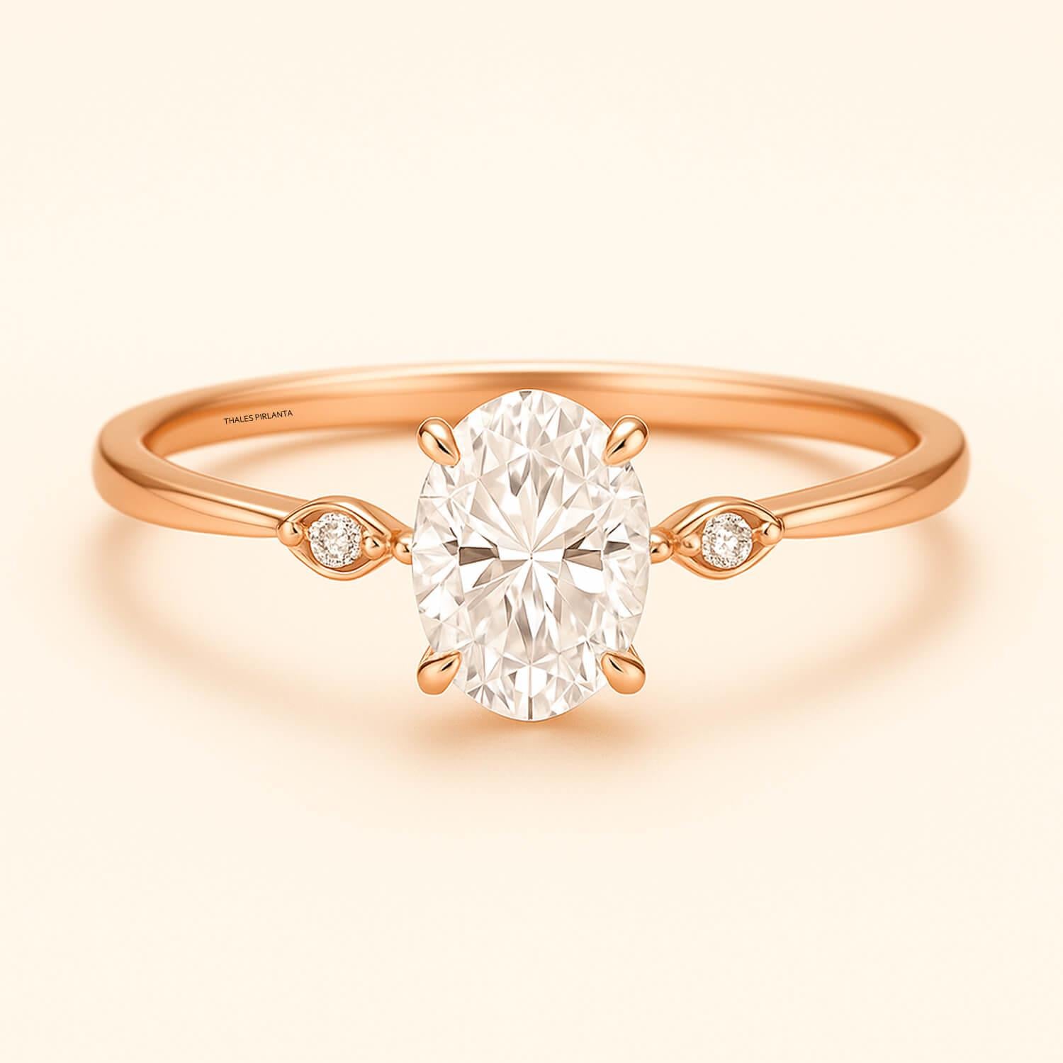 0.52 Karat F SI Oval Evlilik Teklifi Yüzükleri Vintage