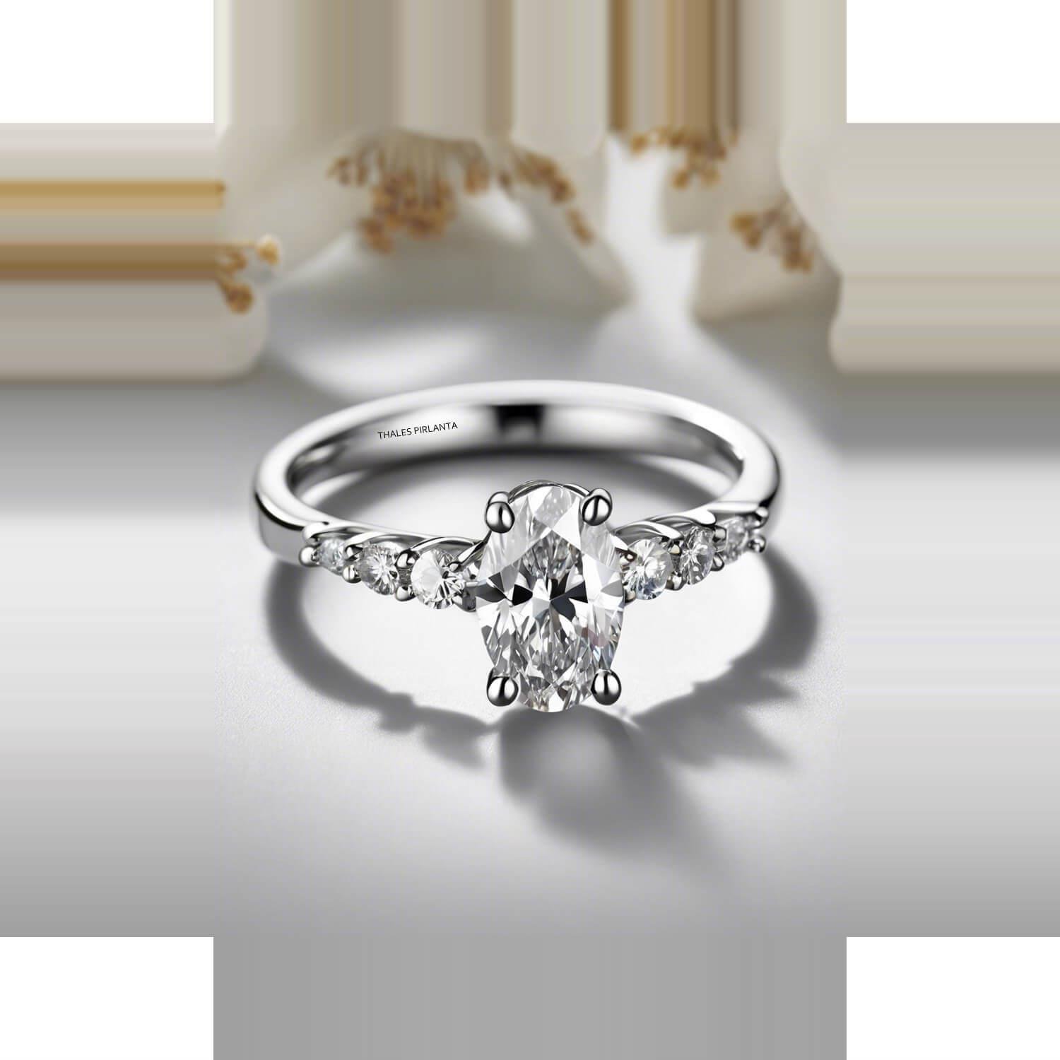 0.70 Karat GIA Sertifikalı Pırlanta Tek Taş Oval Yüzük