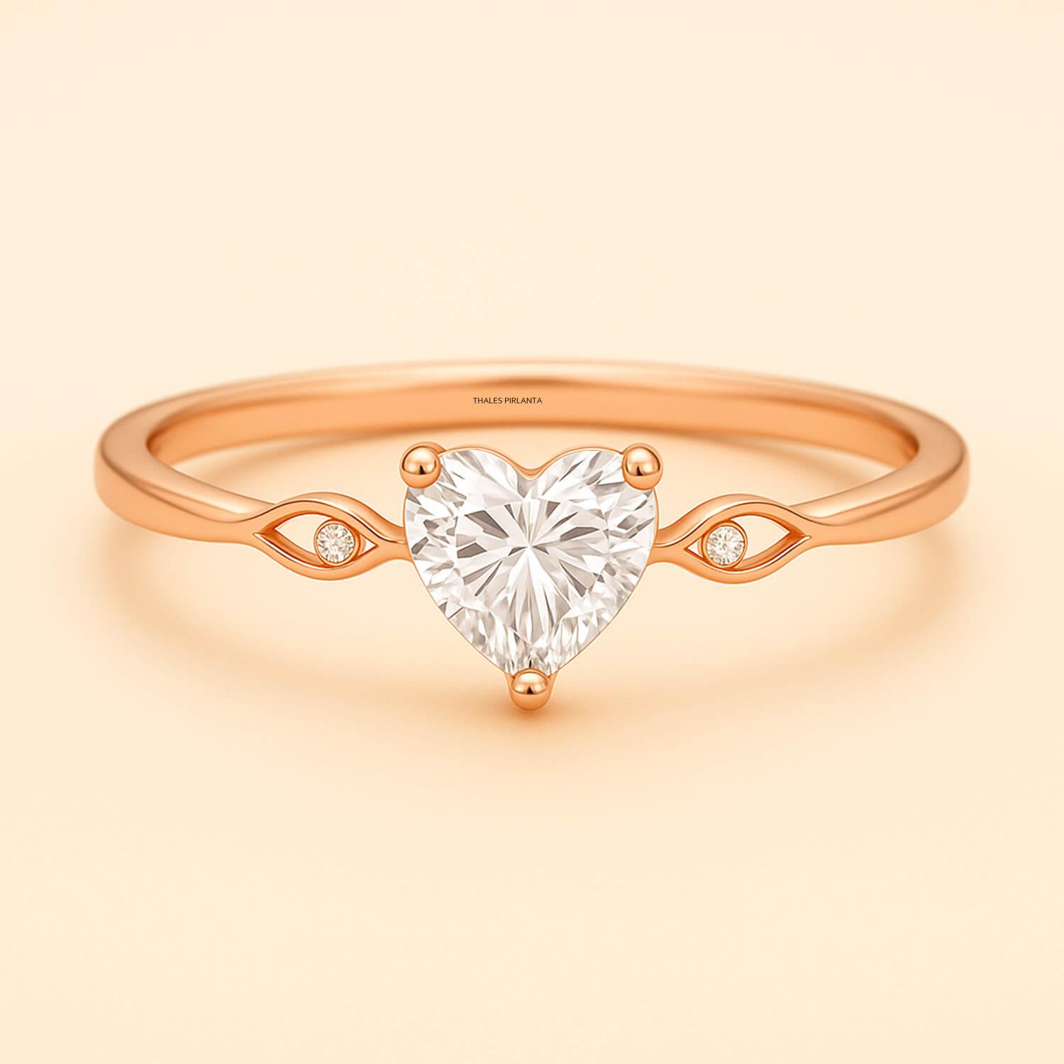 0.72 Karat F SI Kalp Evlilik Teklifi Yüzüğü