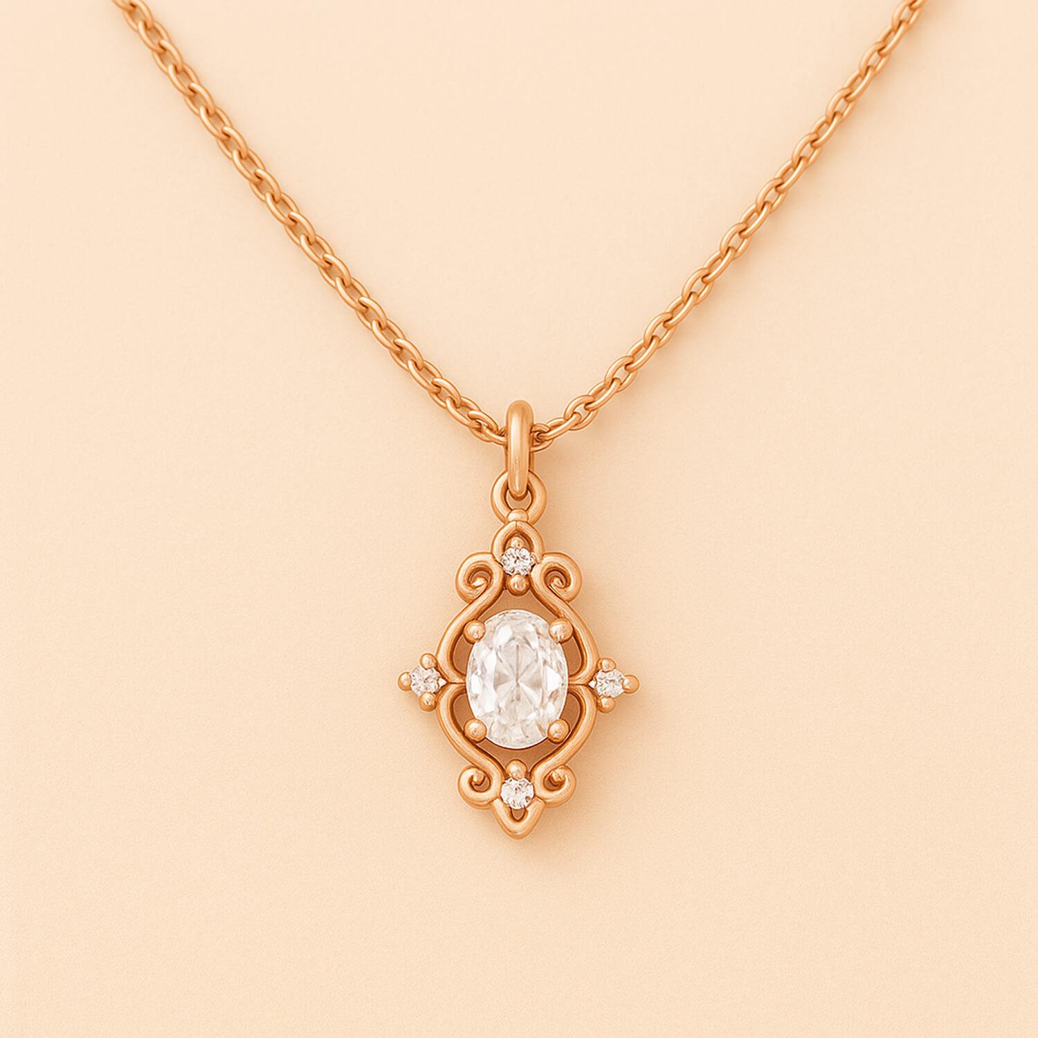 0.34 Karat E SI Oval Taşlı Pırlanta Kolye