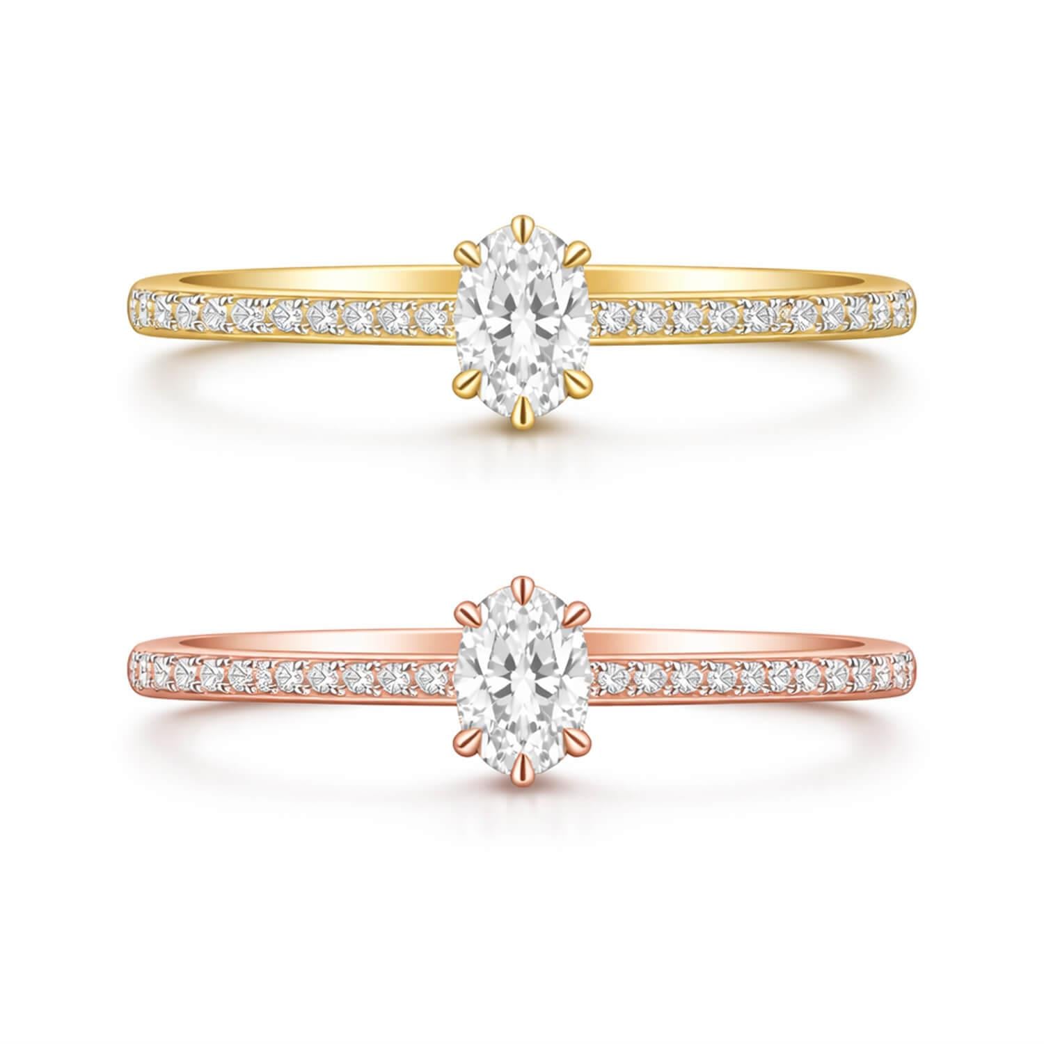 0.45 Karat D SI1 Kolu Taşlı Oval GIA Pırlanta Yüzük