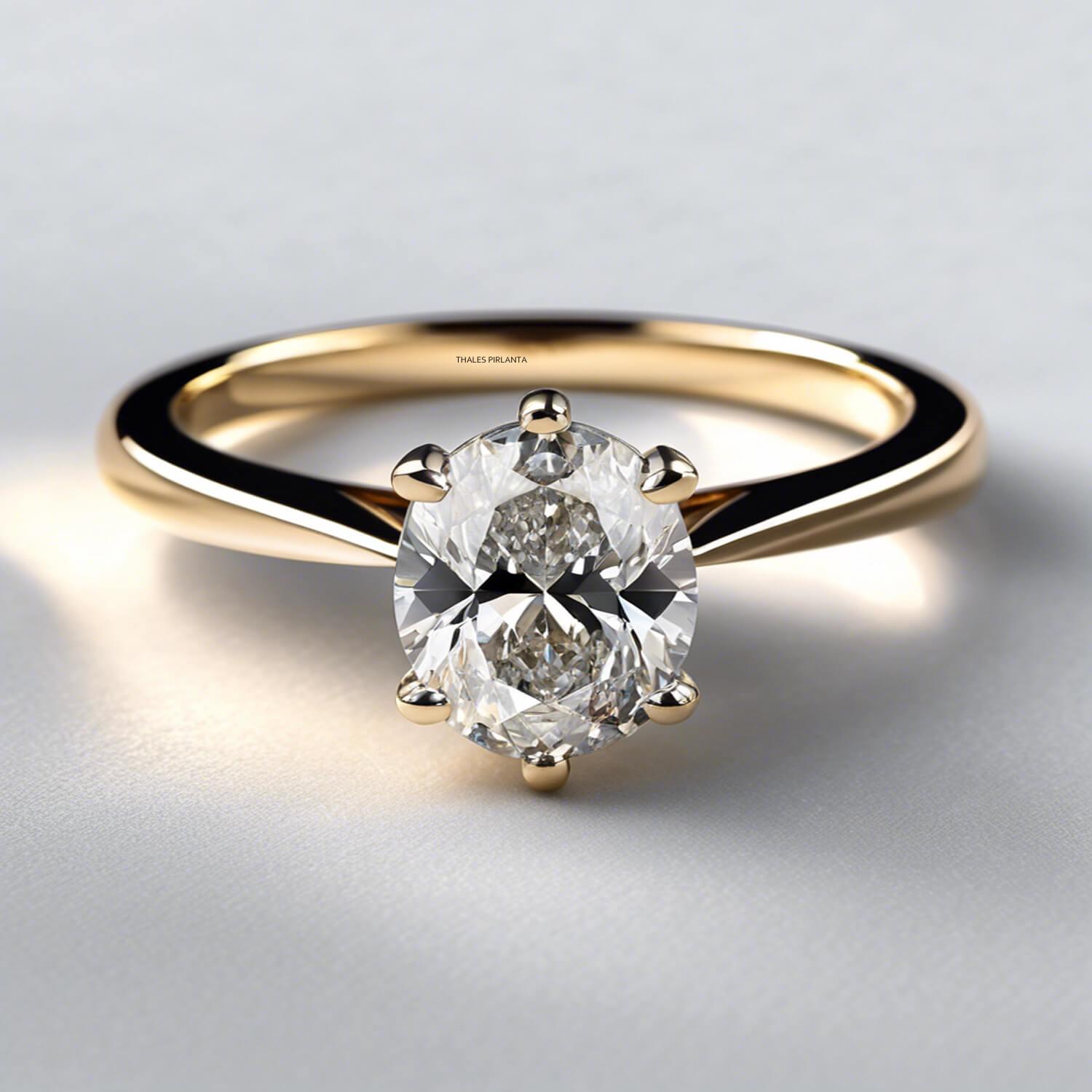 0.50 Karat D VS2 Oval Tektaş Pırlanta Yüzük