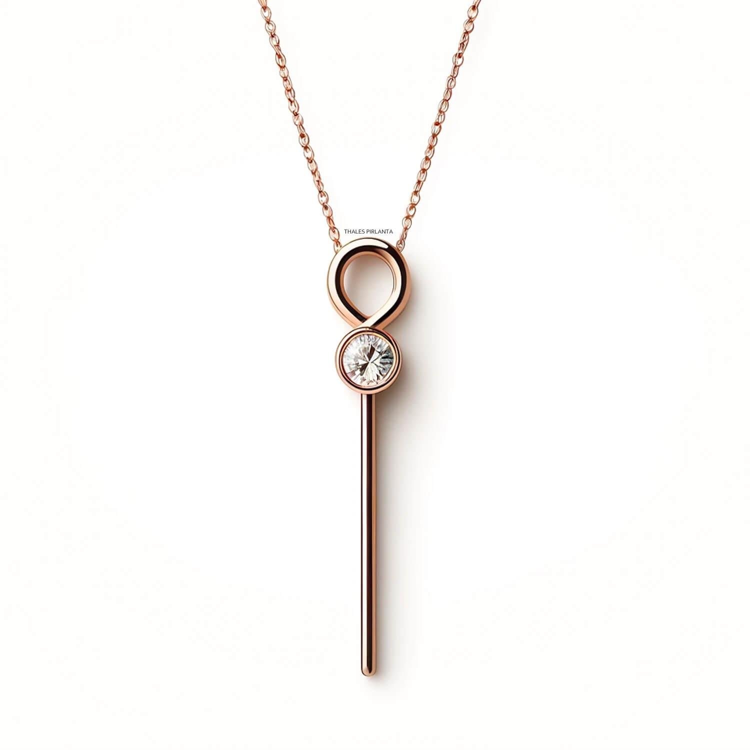 0,10 Karat Özel Tasarım Doğrusal Tektaş Pırlanta Kolye