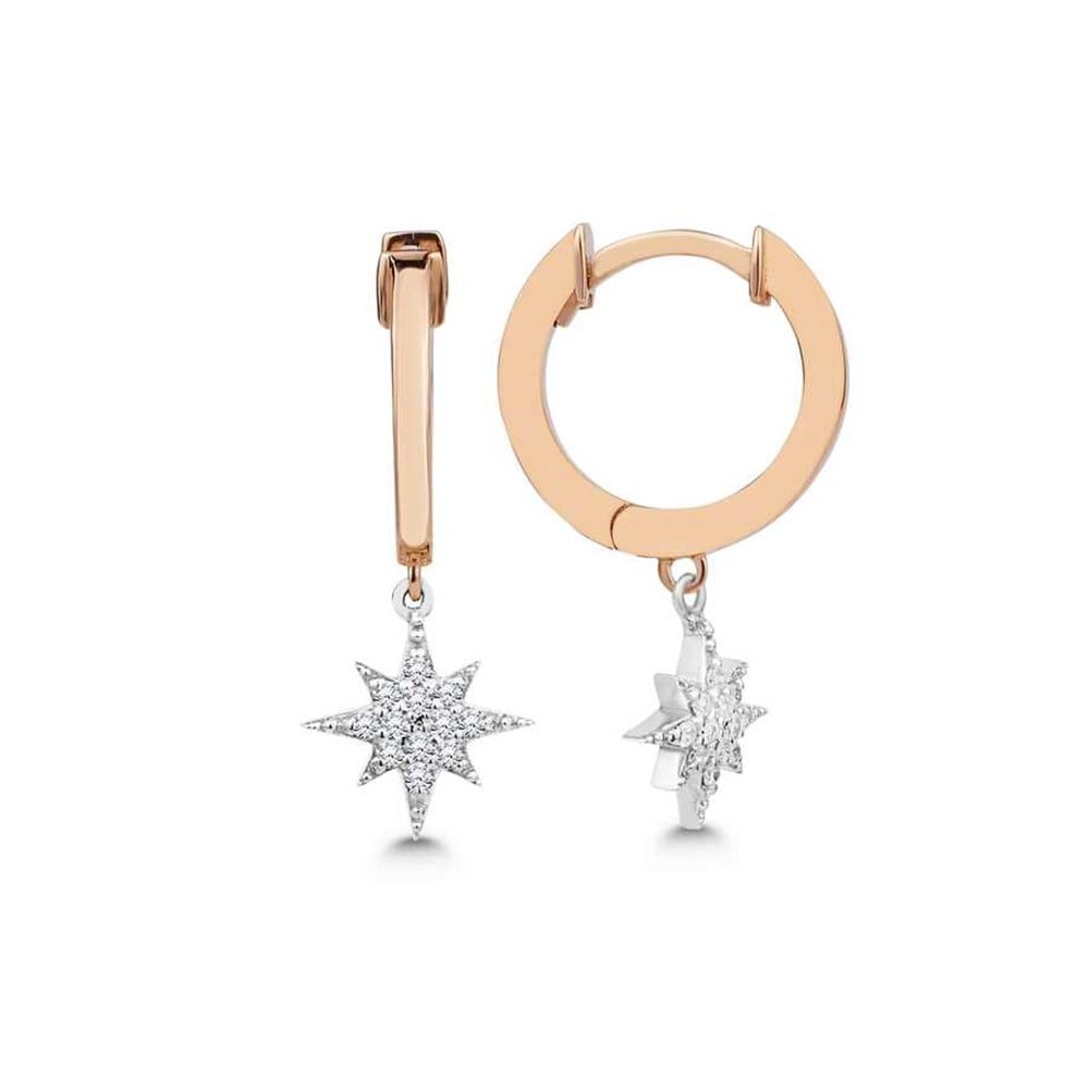 0,15 Karat Pırlanta Kuzey Yıldızı Halka Küpe