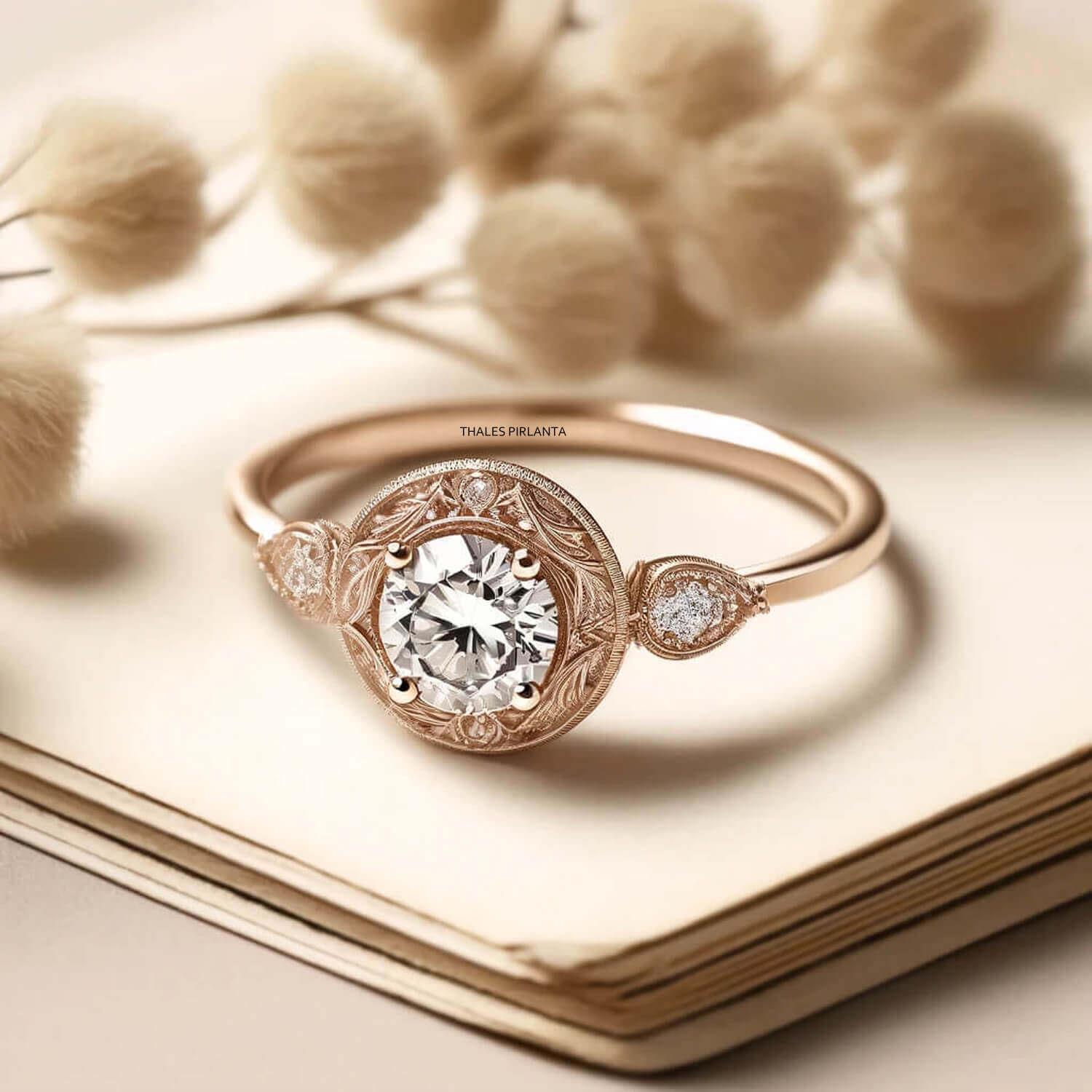 0,40 Karat Özel Tasarım Pırlanta Vintage Yüzük