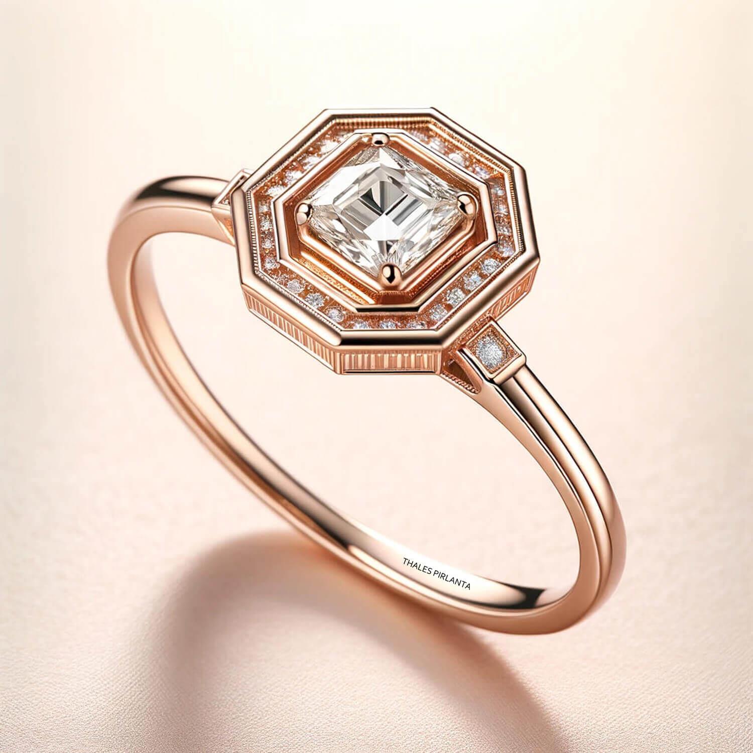 0,42 Karat Vintage Tasarım Prenses Pırlanta Yüzük