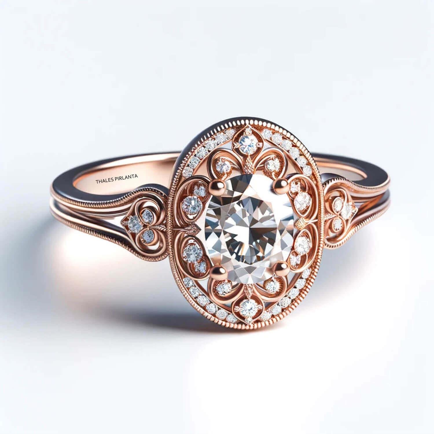 0,50 Karat Vintage Oval Pırlanta Evlilik Yüzüğü