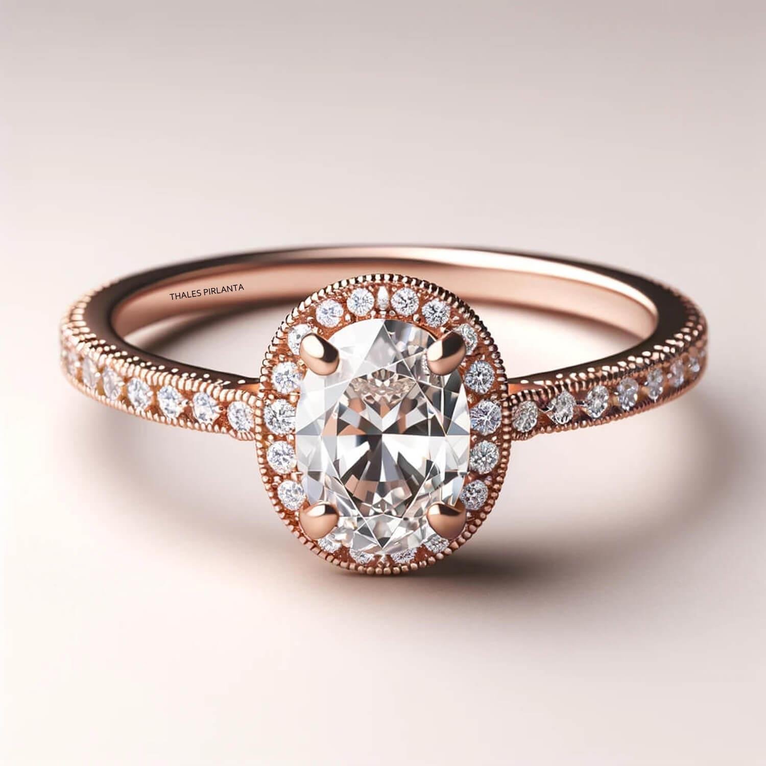 0,80 Karat Oval Taşlı Vintage Yüzük