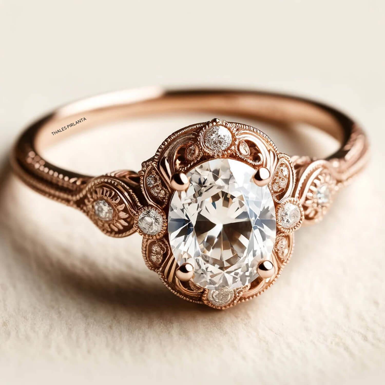 0,90 Karat Pırlantalı Retro Yüzük