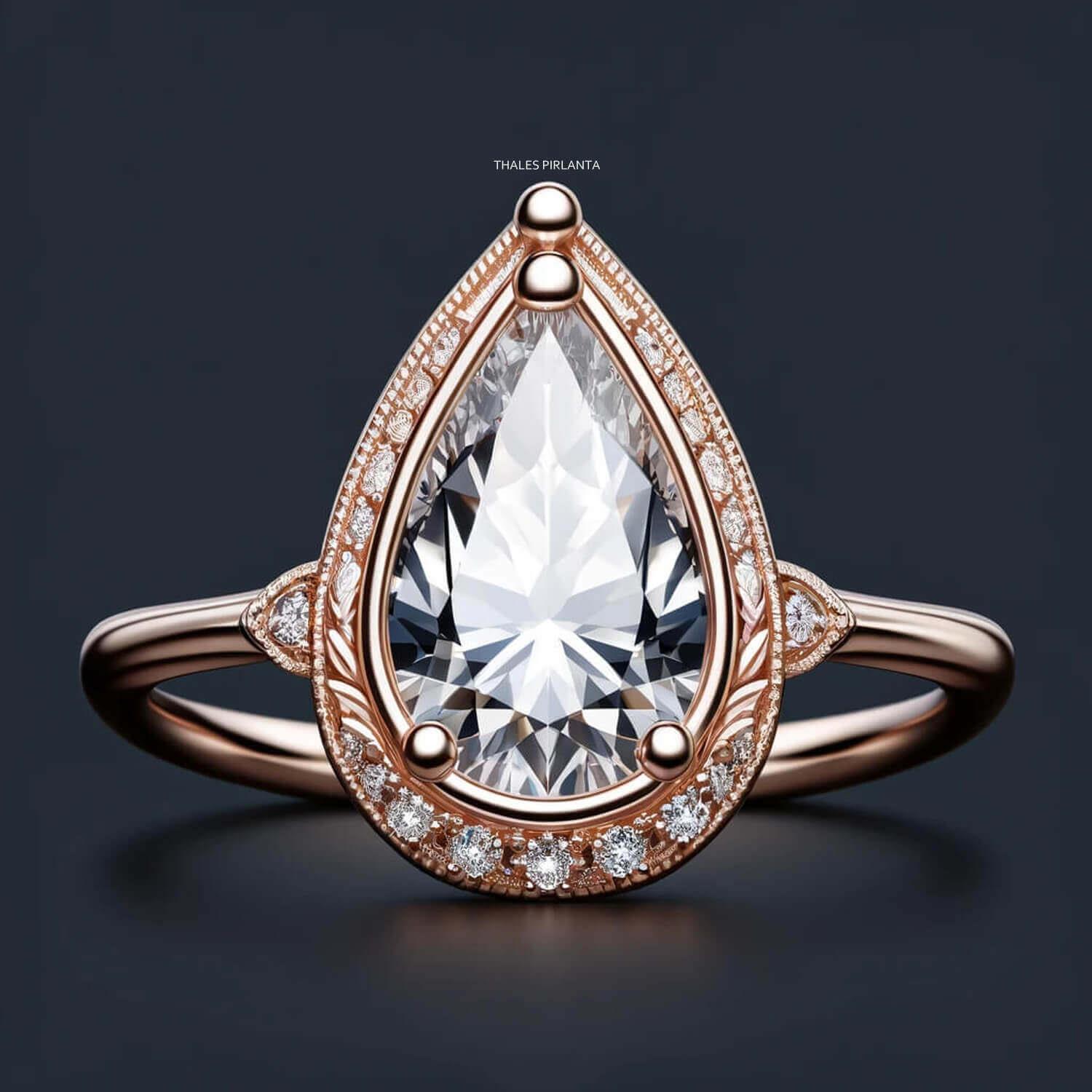 0,92 Karat Damla Vintage Yüzükler