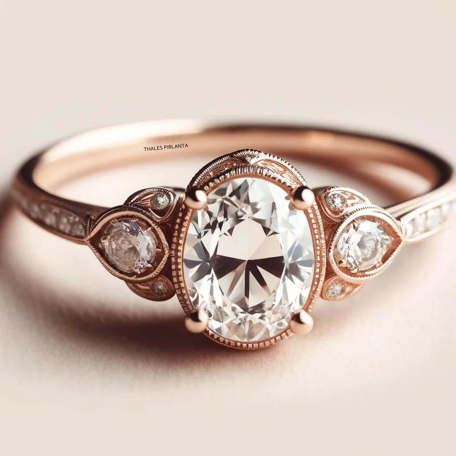 0,95 Karat Oval Vintage Yüzük