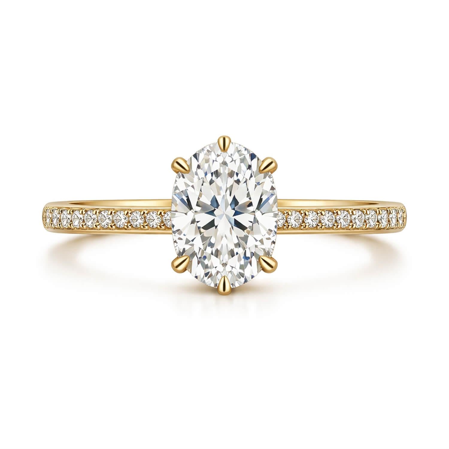 1.20 Karat E SI1 GIA Pırlanta Kolu Taşlı Oval Yüzük