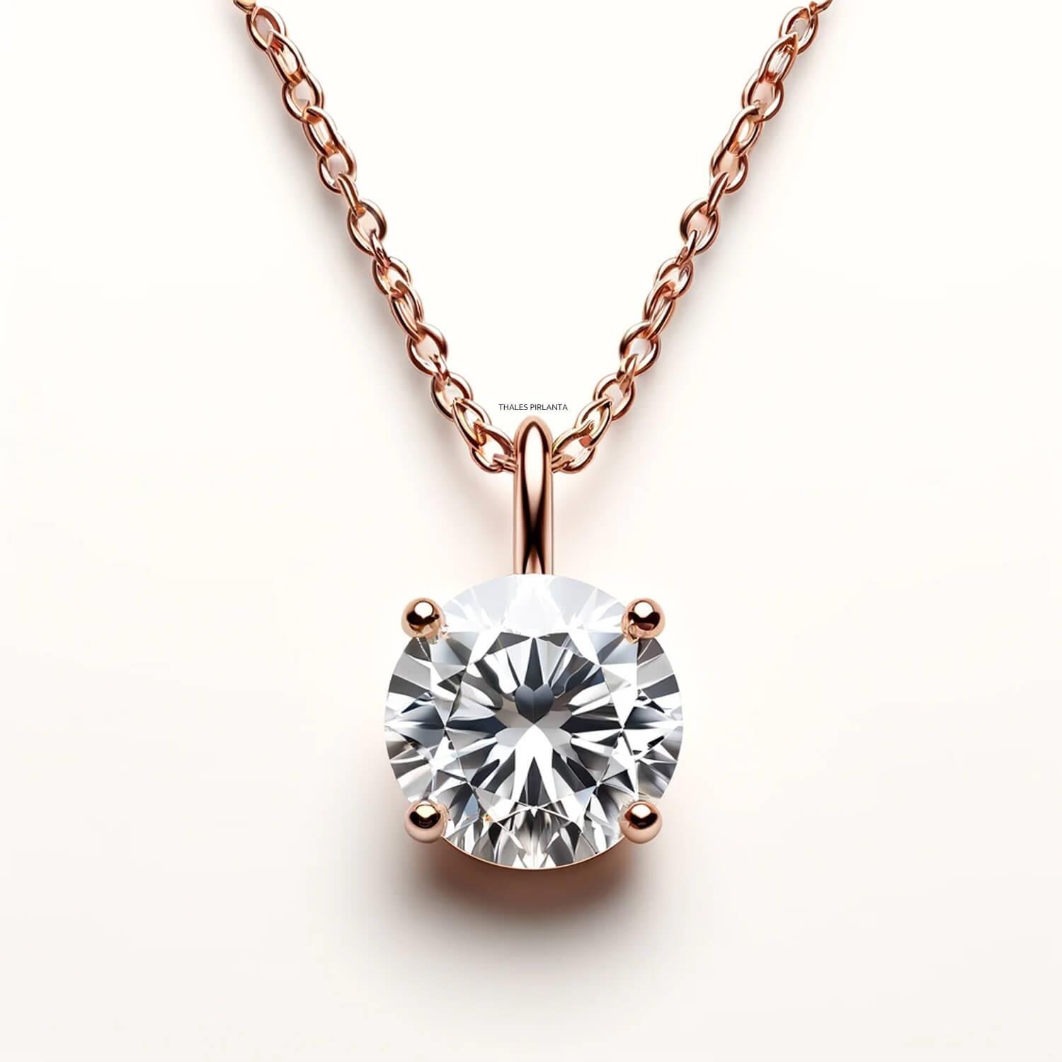 1 Karat Beyaz Topaz Taşlı Tektaş Kolye