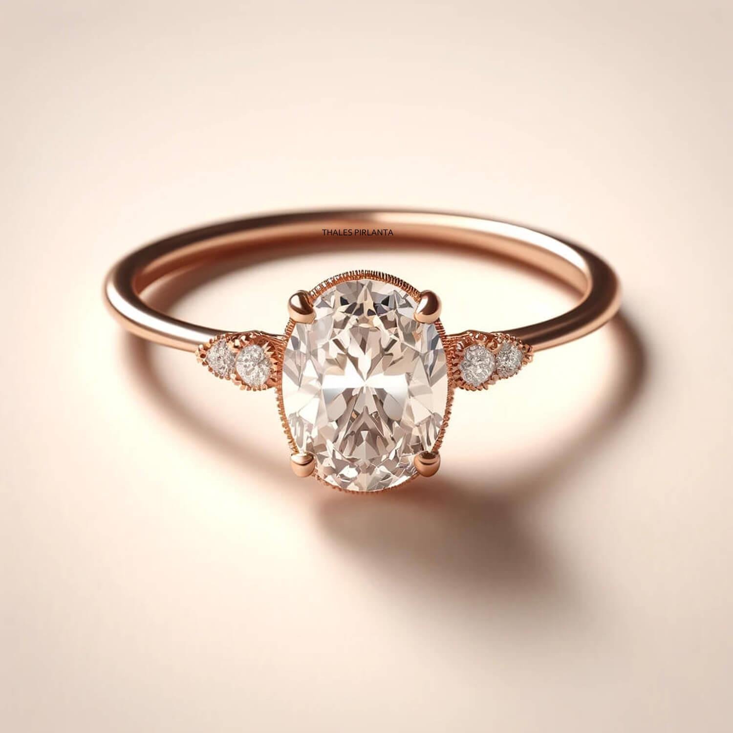 1 Karat Oval Vintage Evlilik Teklifi Yüzükleri