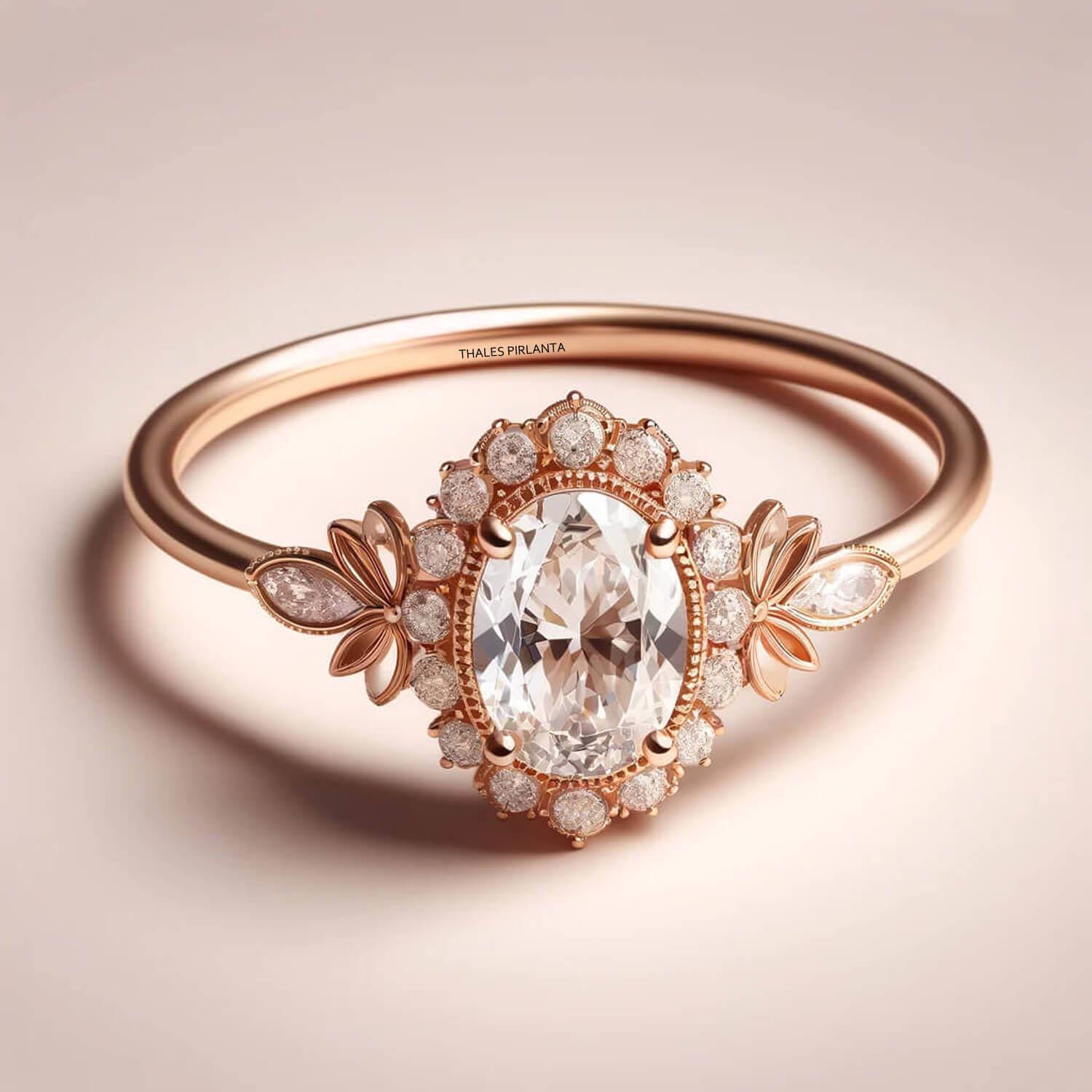 1,06 Karat Oval Pırlantalı Vintage Yüzük