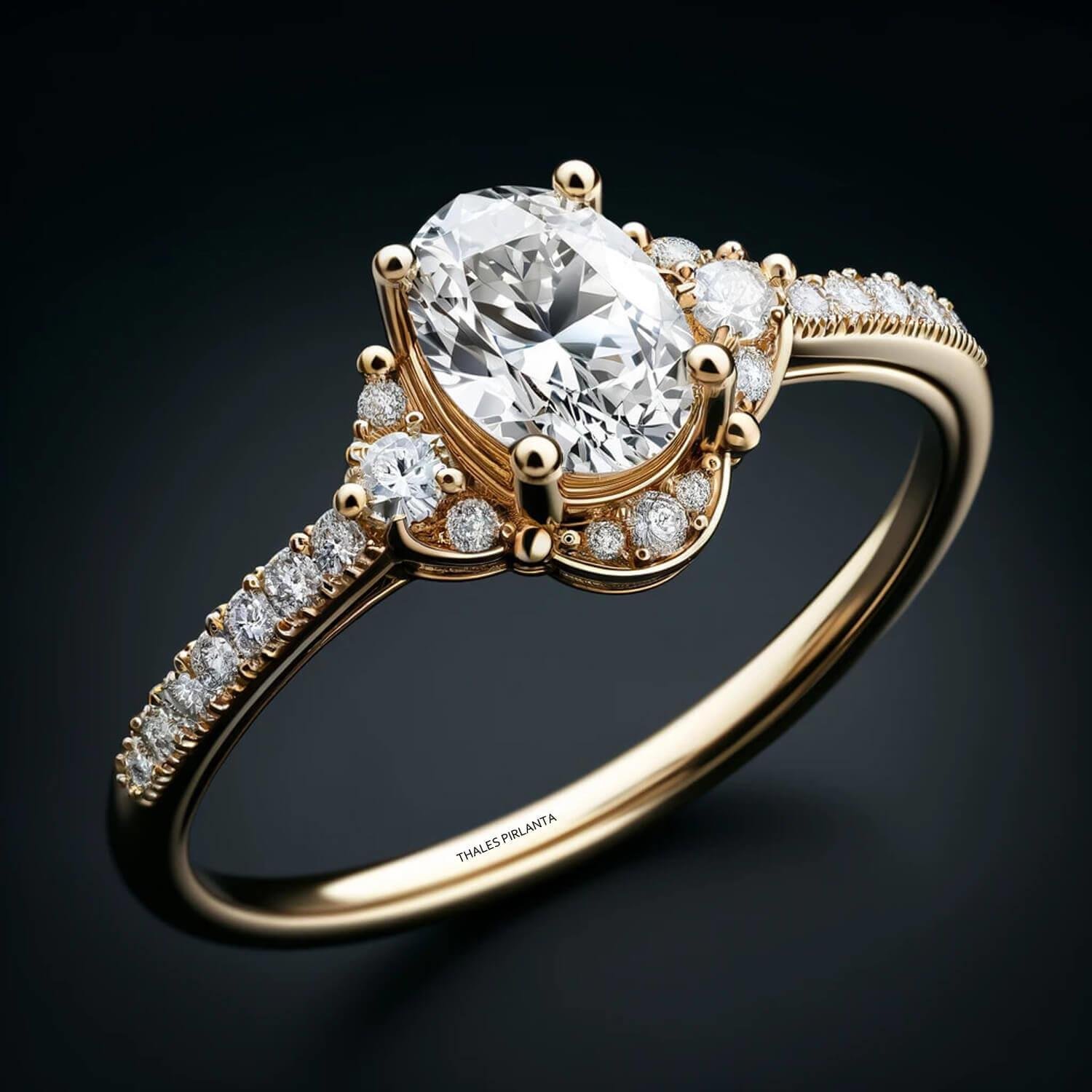 1,10 Karat Vintage Tasarım Oval Yüzük