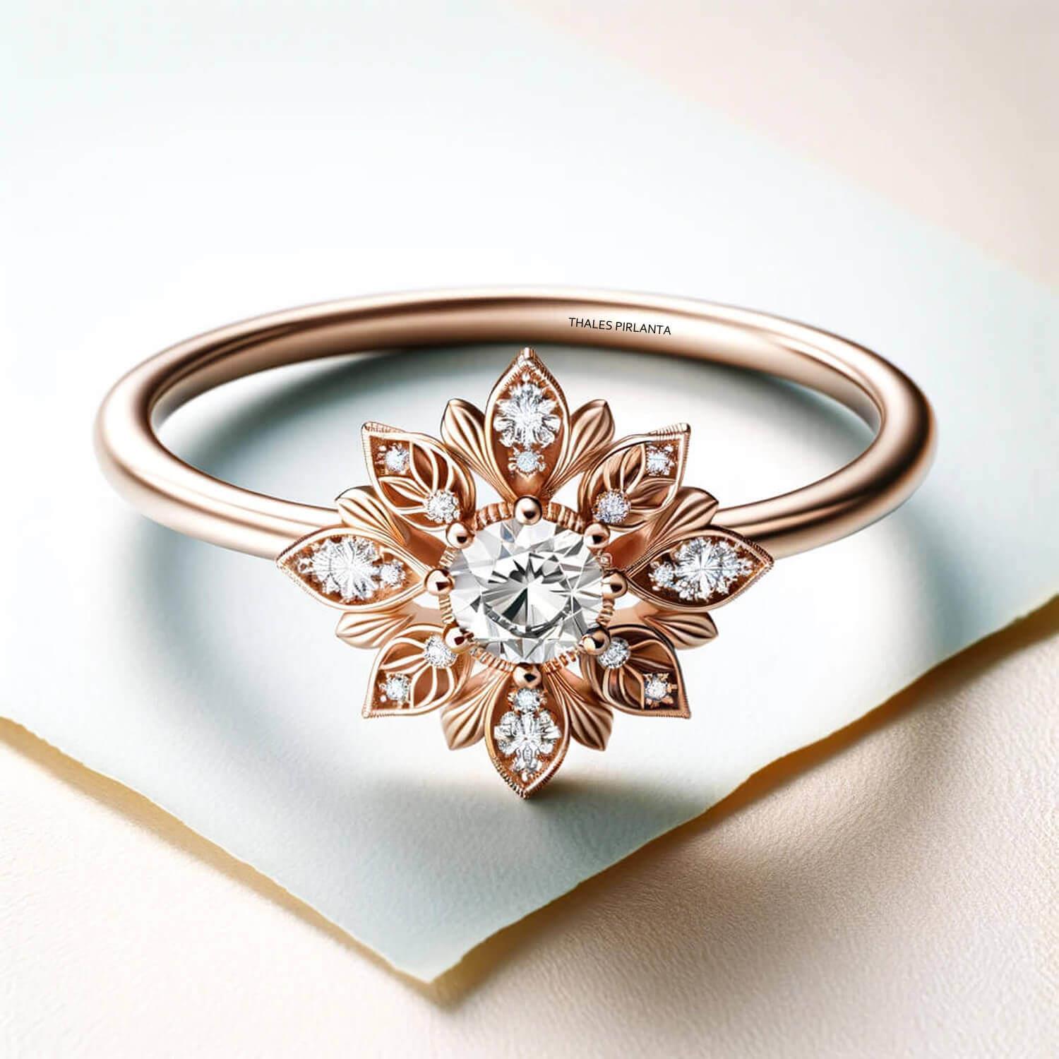 Floral Vintage Pırlanta Yüzük