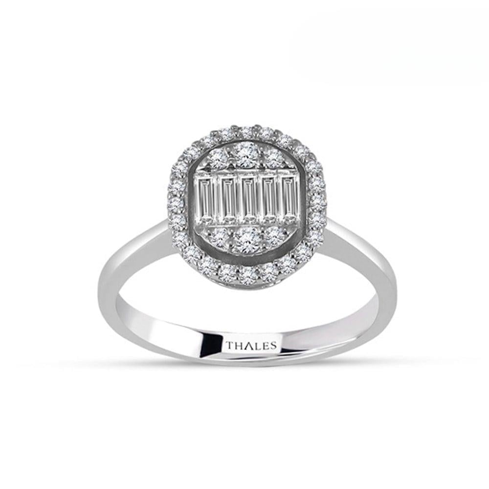 Oval Tasarım Baget Yüzük 0.46 Karat