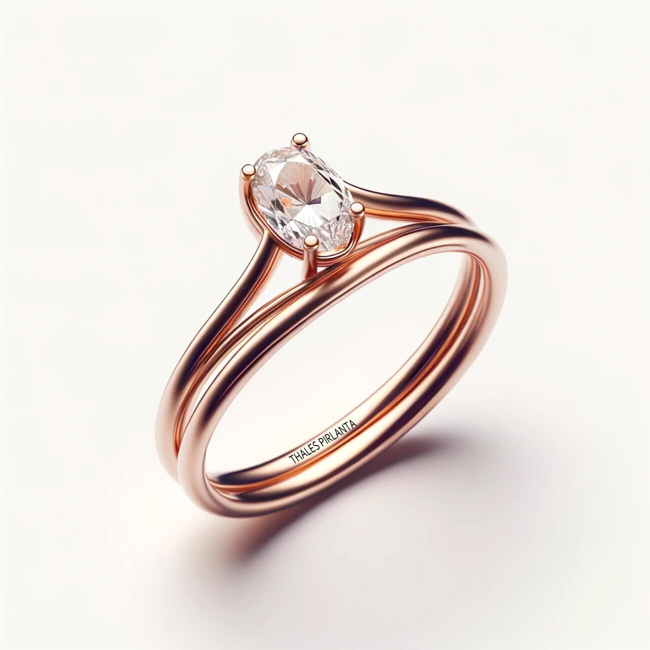 Oval Tek Taş Yüzük 0,60 Karat G SI2