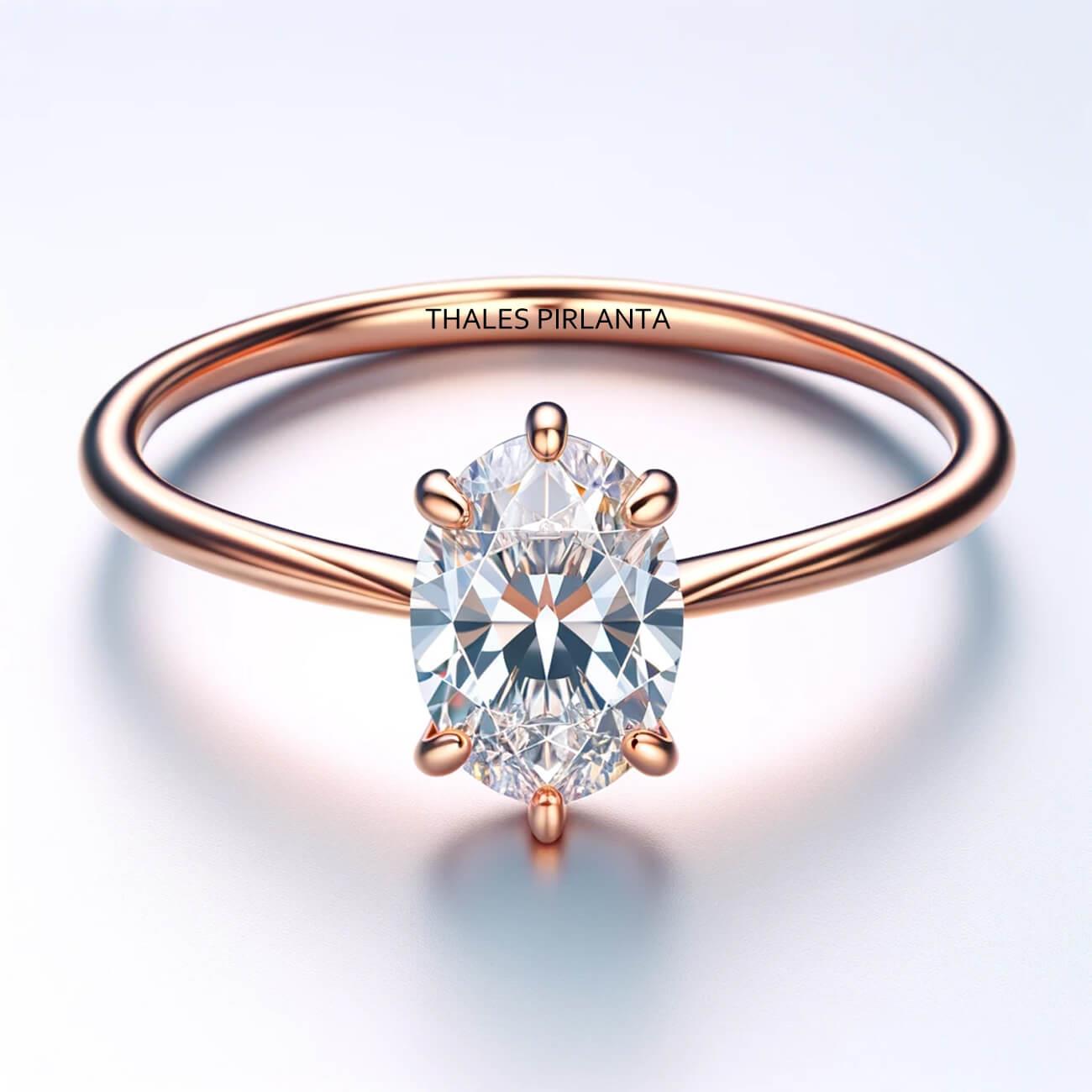 Oval Tektaş Yüzük 0,70 Karat D Color SI1