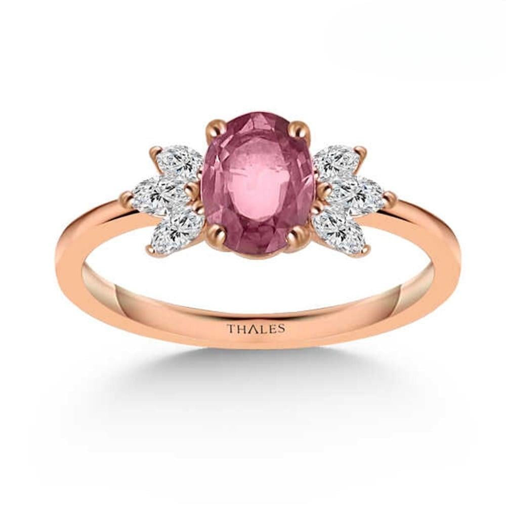 Pink Safir Pırlantalı  Vintage Yüzük