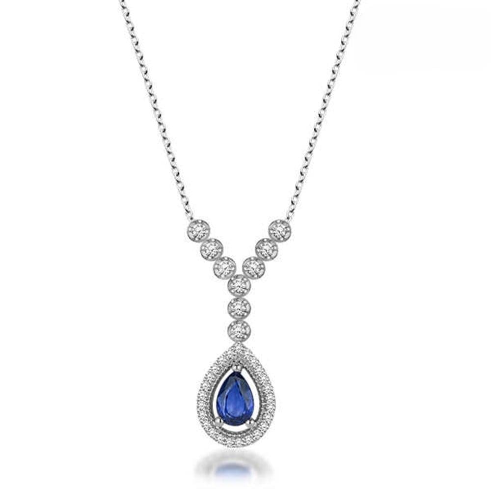 Pırlantalı Safir Kolye 0,91 Karat