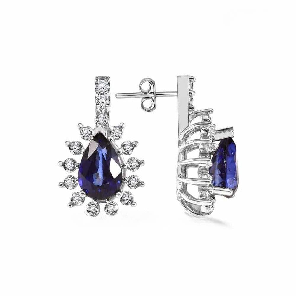 Pırlantalı Safir Küpe 1,21 Karat
