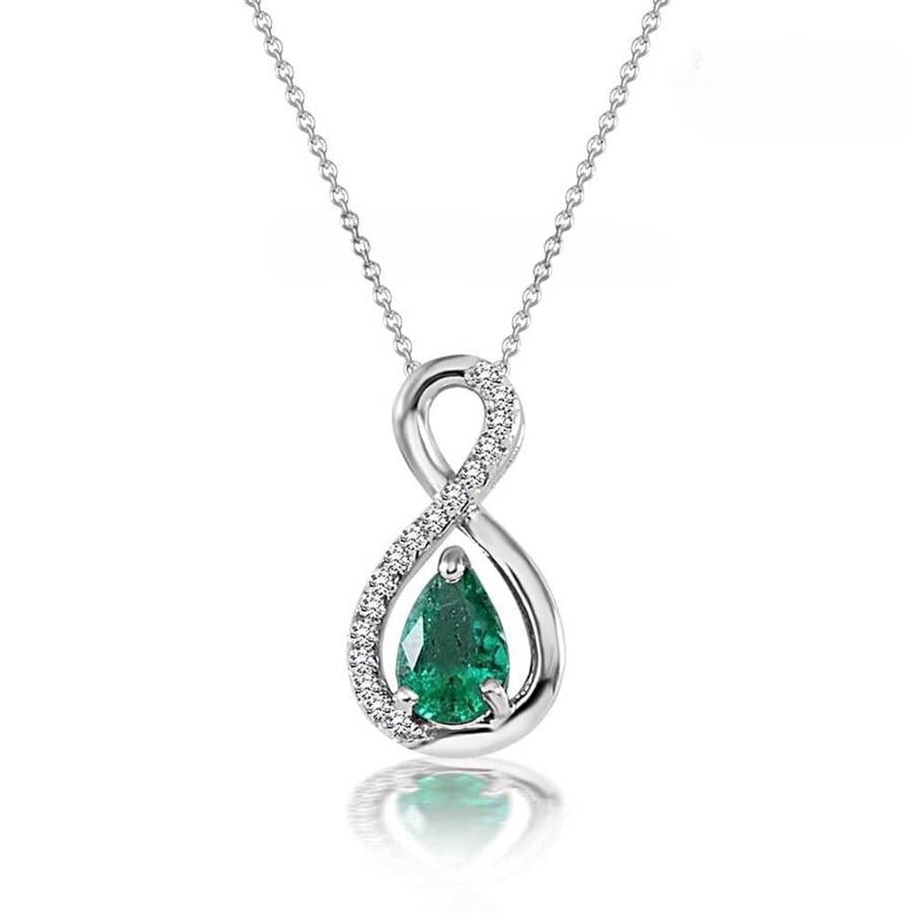Pırlantalı Sonsuzluk Zümrüt Kolye 0.43 Karat