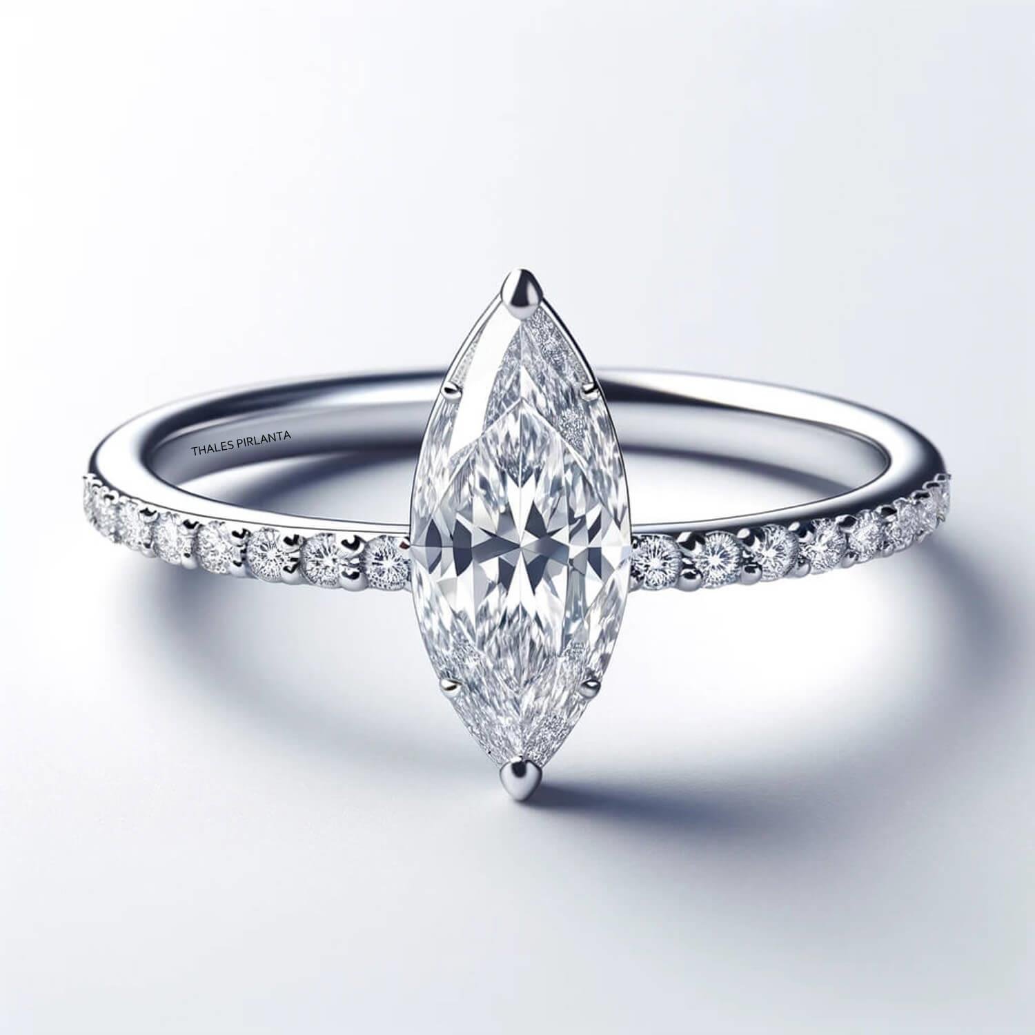 Pırlantalı Tasarım Markiz Yüzük