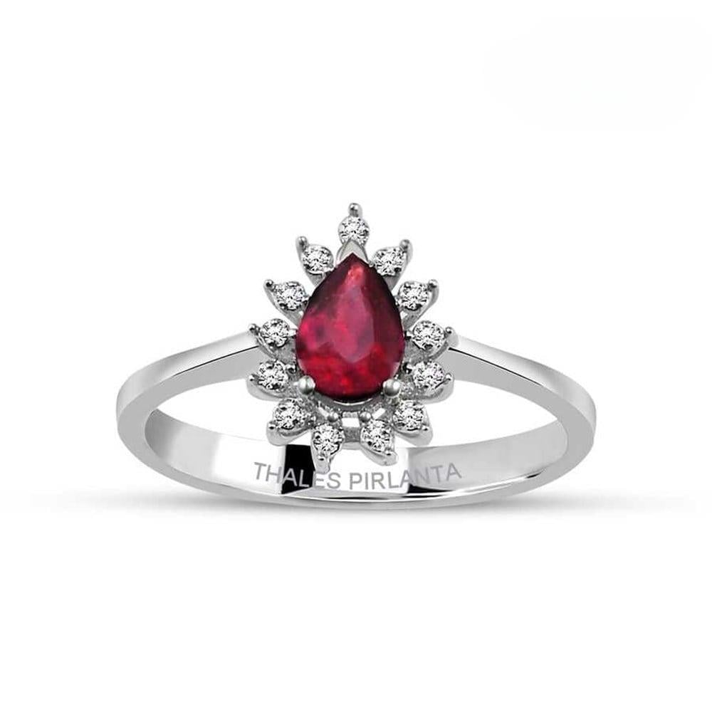 Pırlantalı Yakut Yüzük 0.70 Karat 