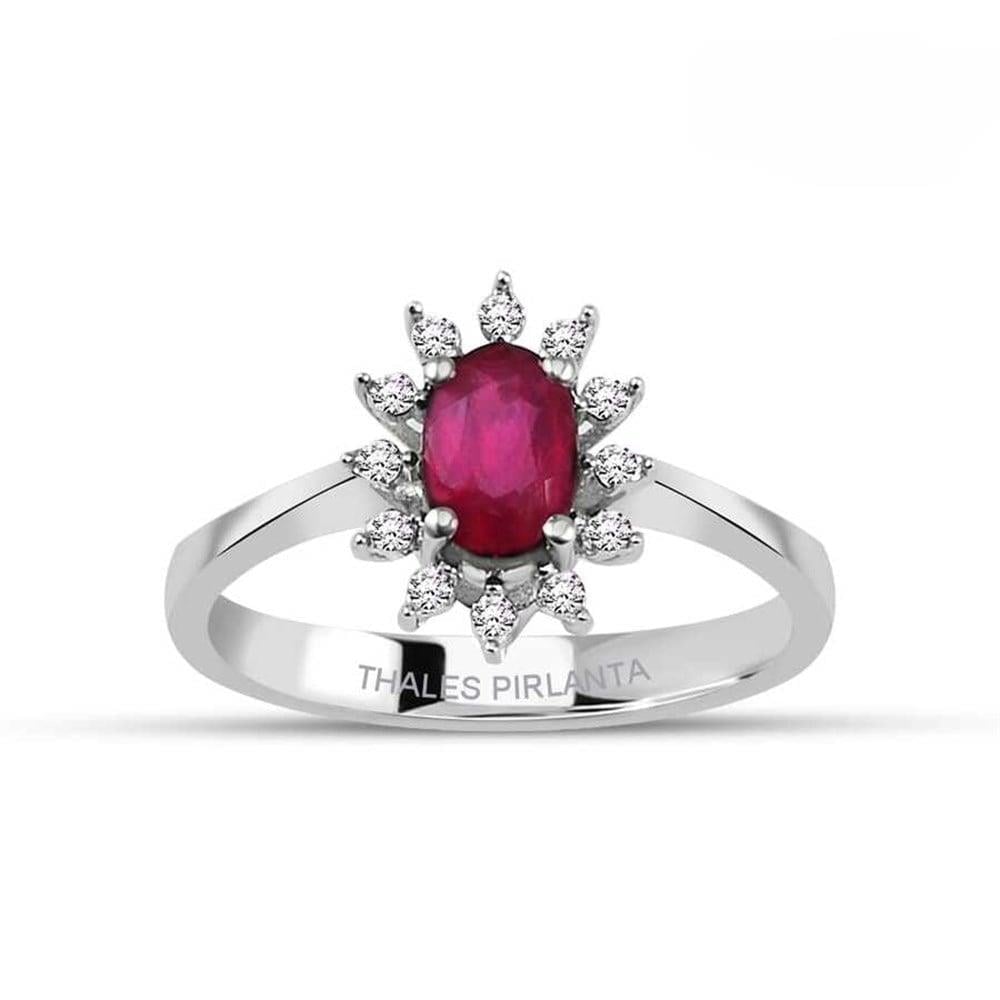 Pırlantalı Yakut Yüzük Modeli 0.77 Karat 