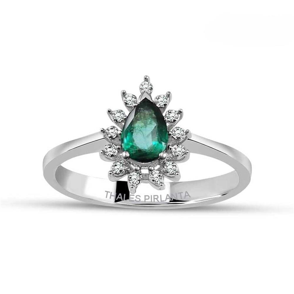 Pırlantalı Zümrüt Yüzük 0.43 Karat 