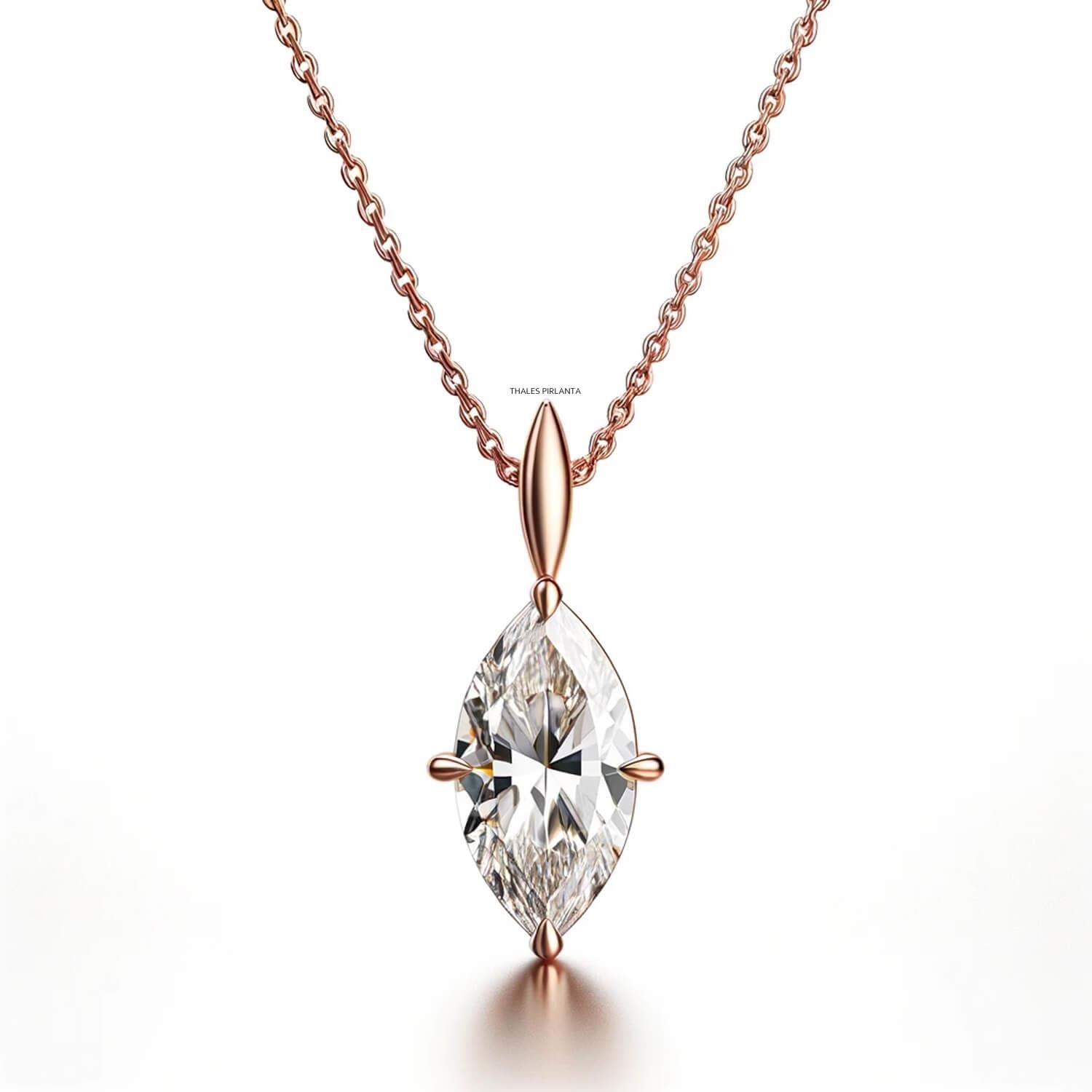 Whisper Tasarım Beyaz Topaz Markiz Tektaş Kolye