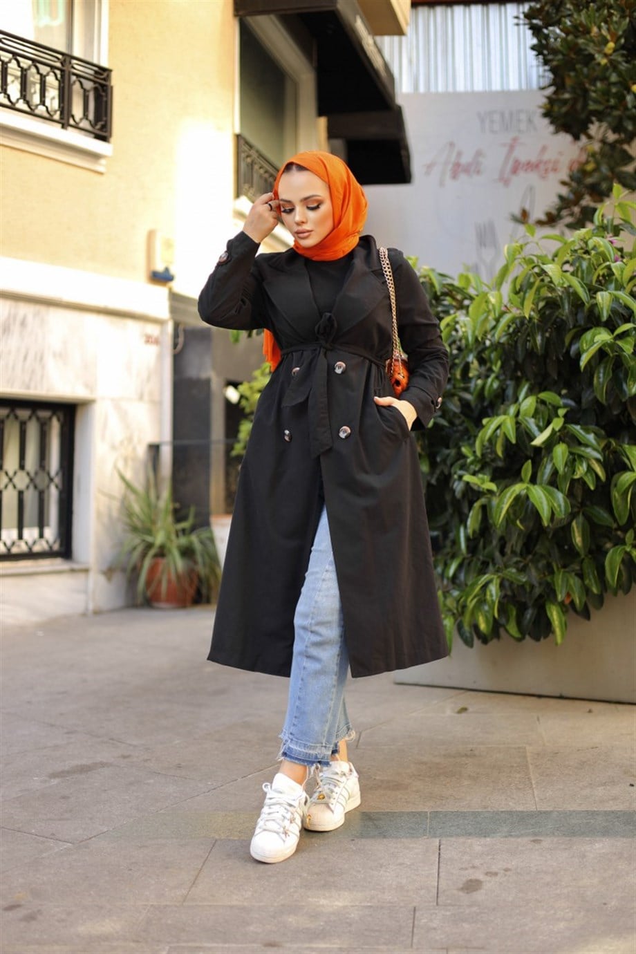 Kuşaklı Trenckot - Siyah SWSH1002