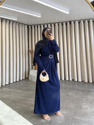 Gold Broş Detaylı Elbise Lacivert