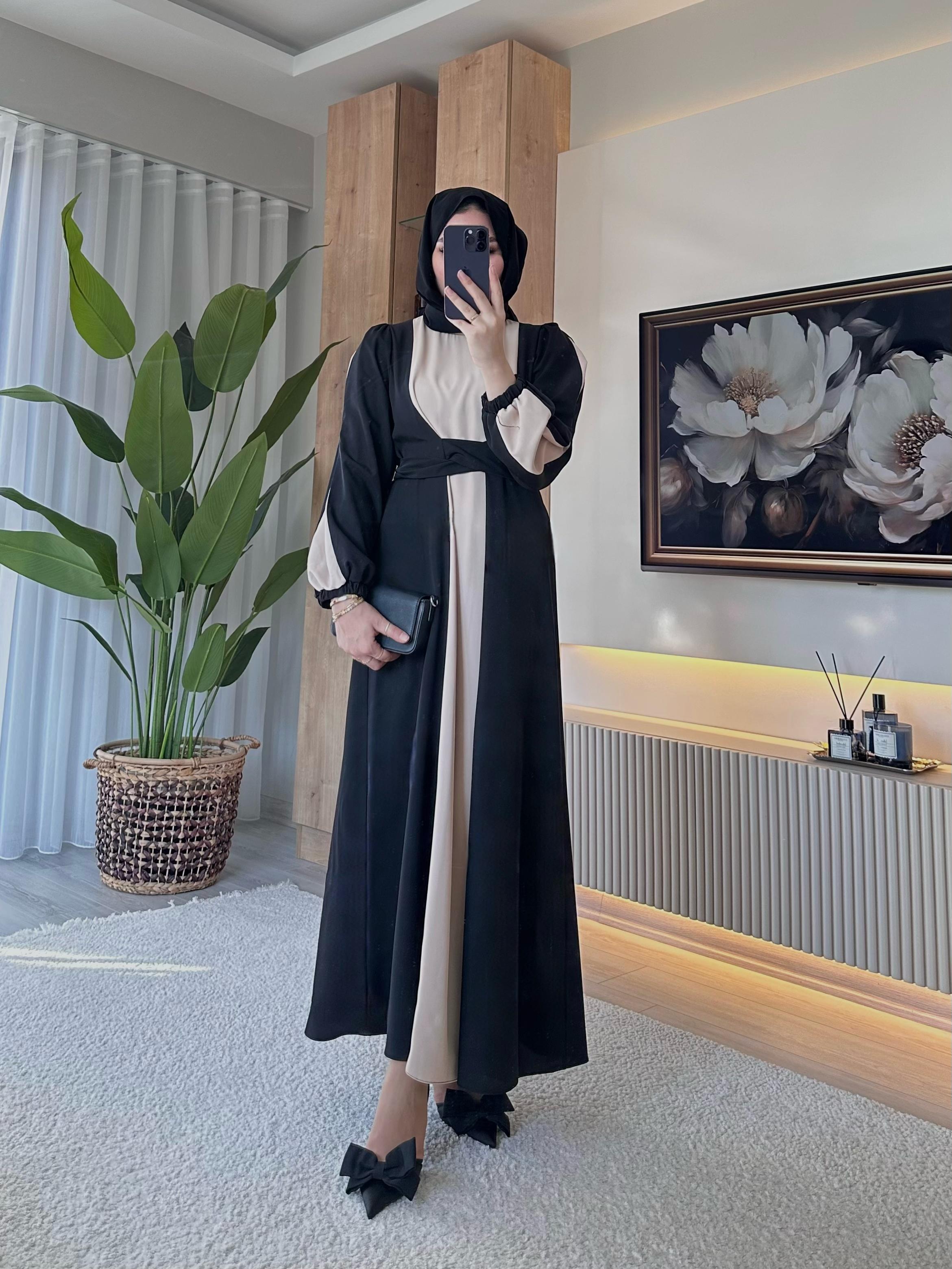 Alice İki Renk Elbise Siyah