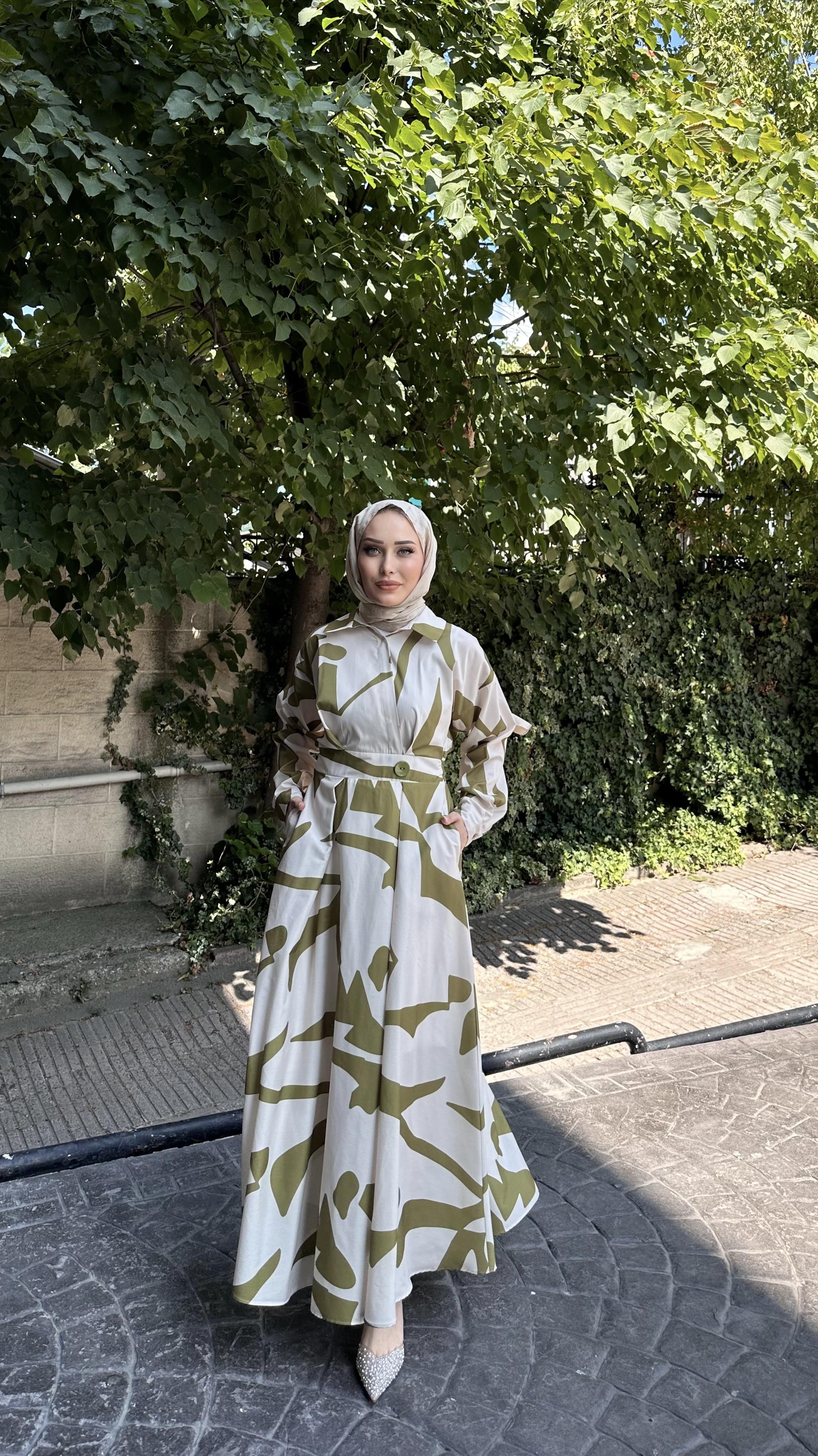 Cep Detay Poplin Elbise YEŞİL