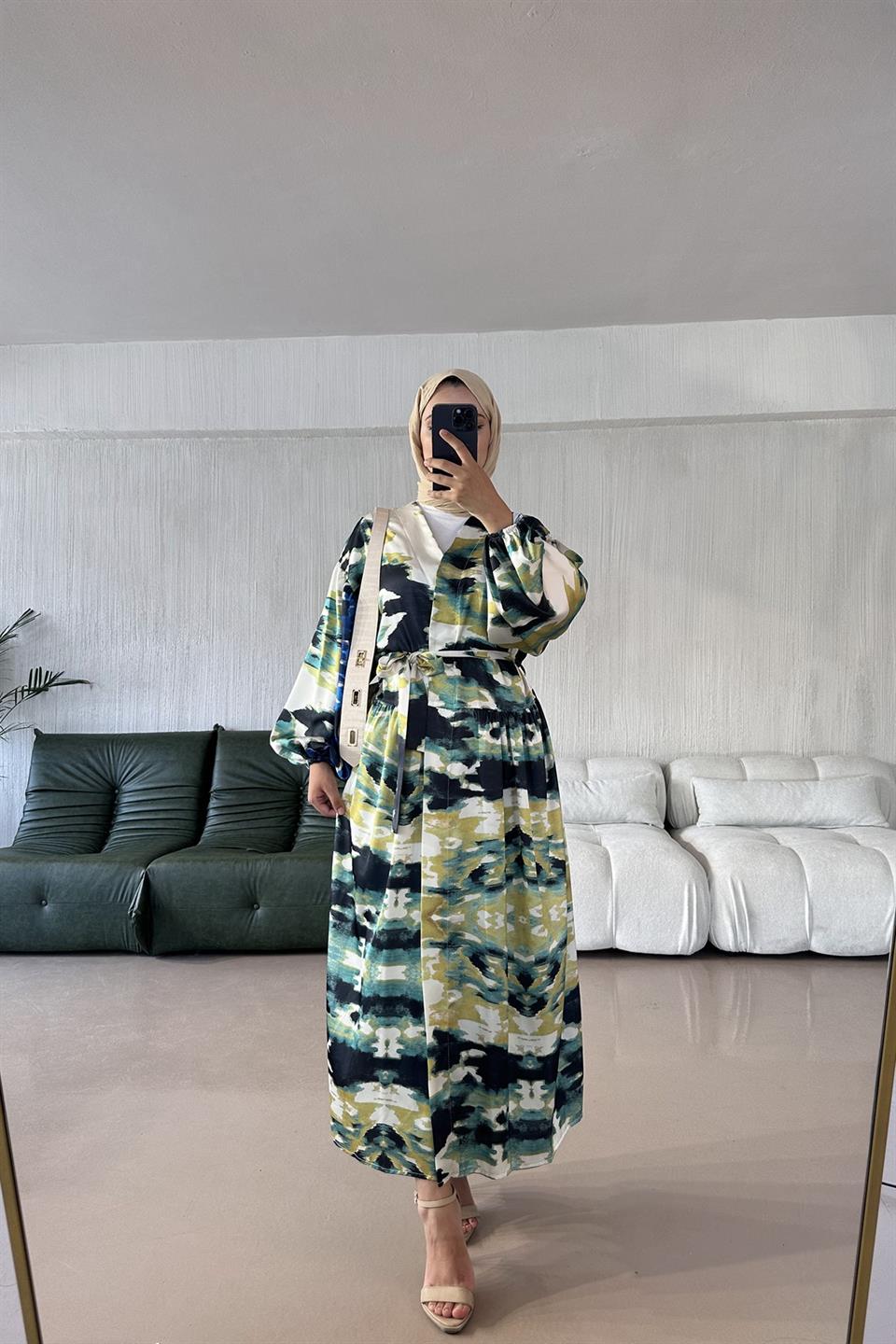 Desenli Lara Kimono YEŞİL