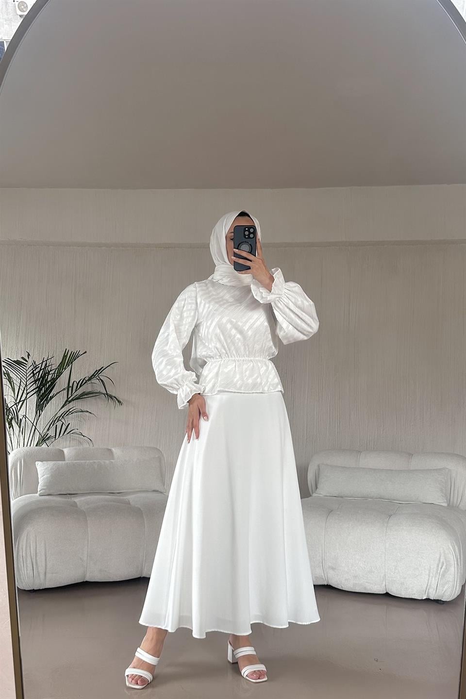 Elisa Şerit Detay Takım - Beyaz