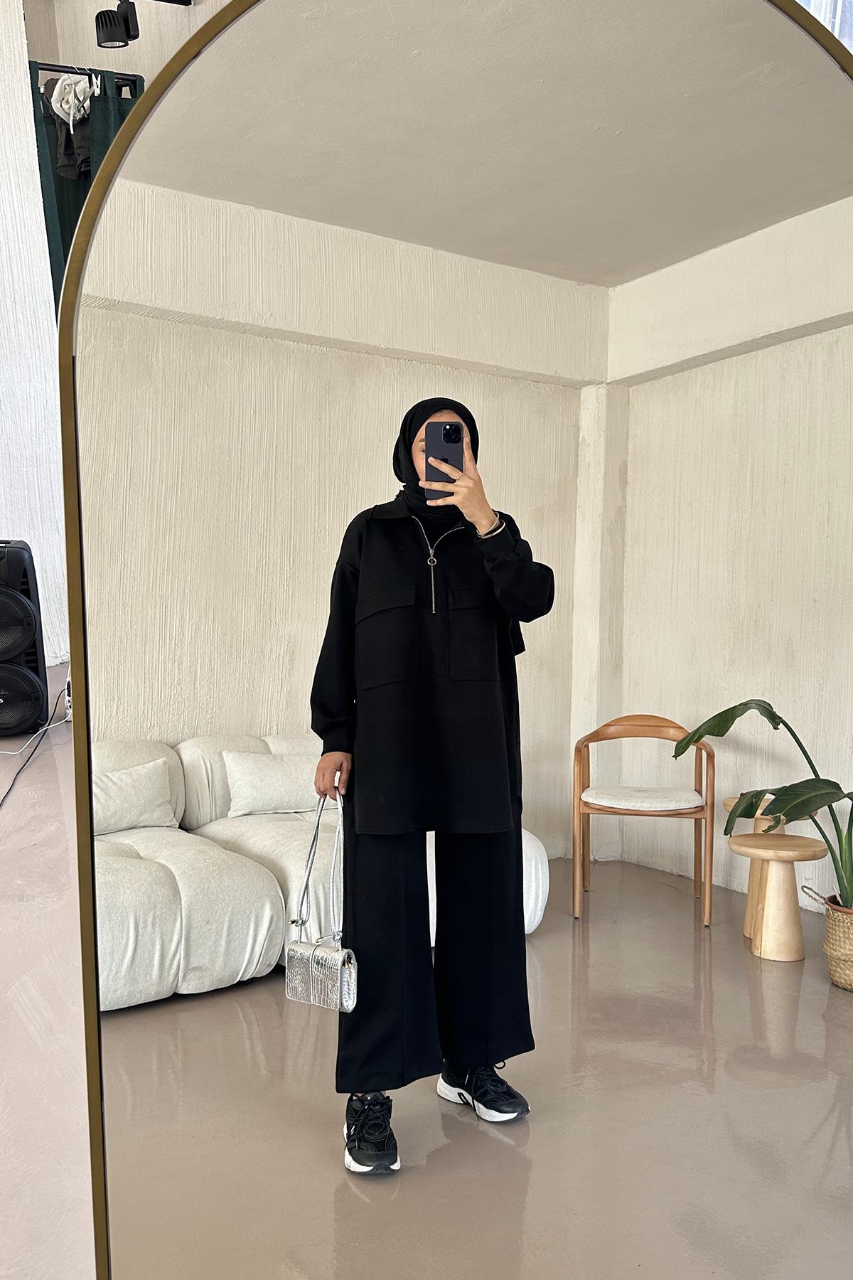 Farah Soft Dokulu Eşofman Takım SİYAH