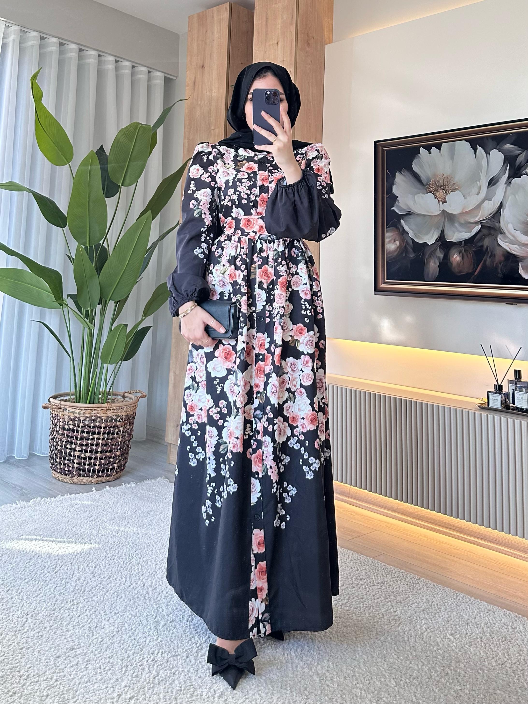 Garden Düğmeli Elbise Siyah