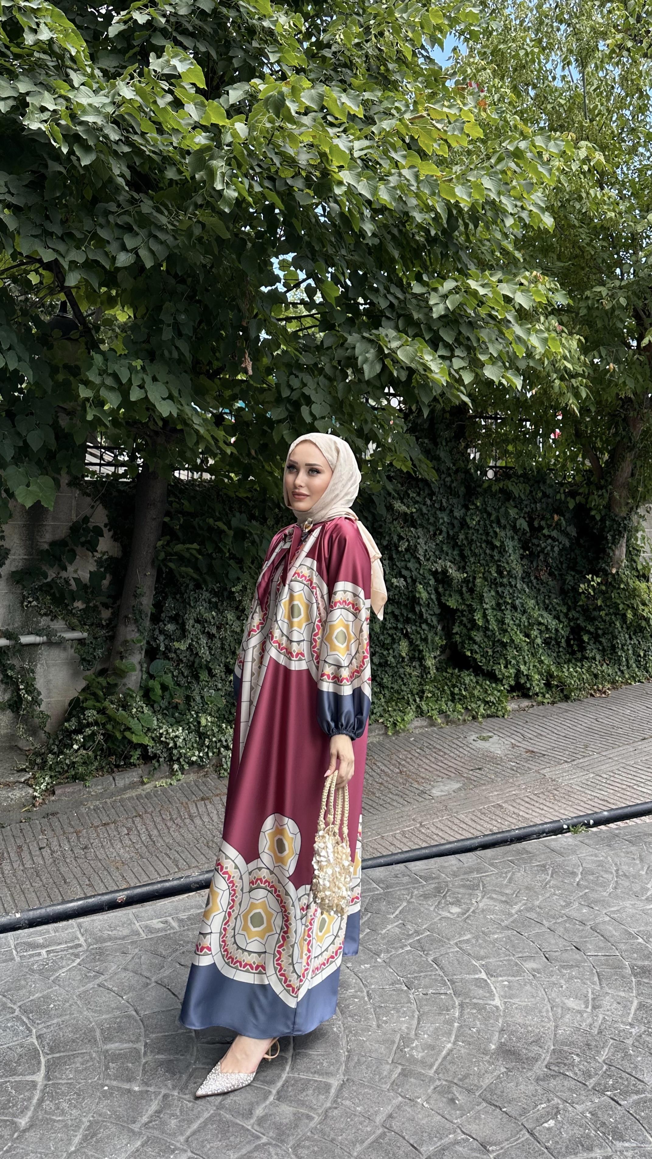 Mathilda Şal Yaka Elbise BORDO