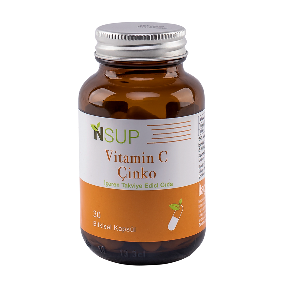 NSUP Vitamin C 800 mg & Çinko 15 mg - 30 Vegeteryan Kapsül