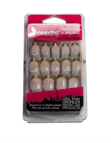 Nascita 24lü Şefaf- Altın French Takma Tırnak -0089