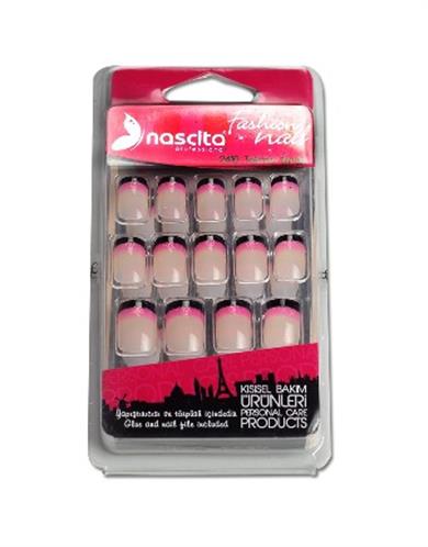 Nascita 24lü Şefaf -Simli Pembe-Siyah Tırnak -092