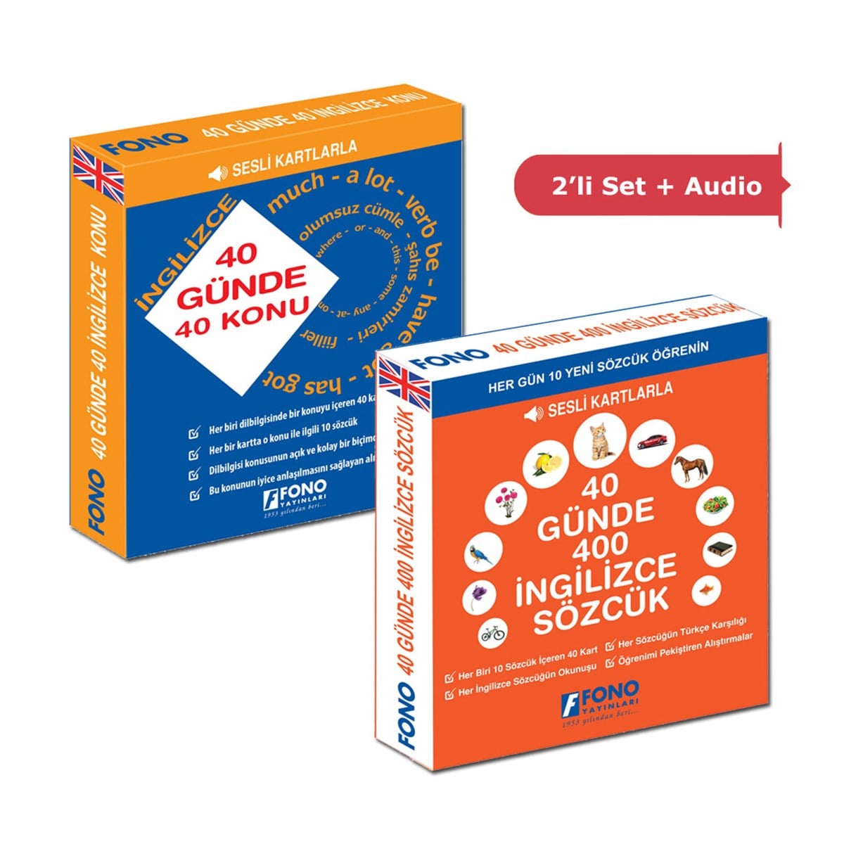 40 Günde İngilizce Seti - (Sesli Kartlarla)
